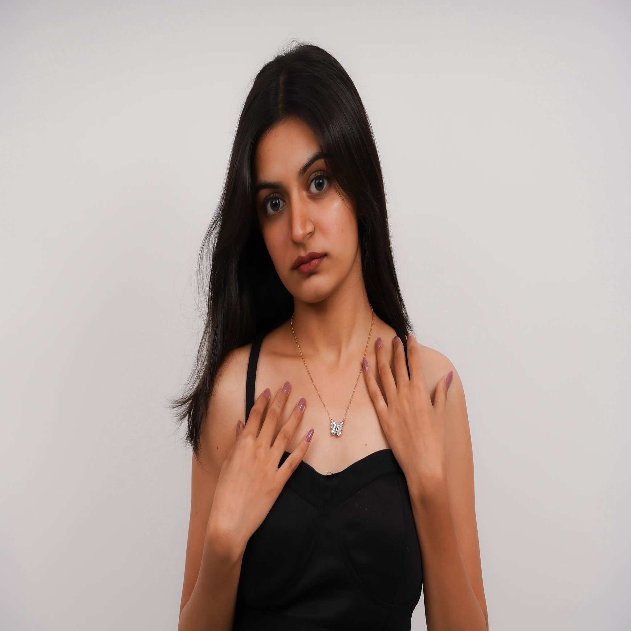 Yellow Gold Plated Marquise Butterfly Pendant