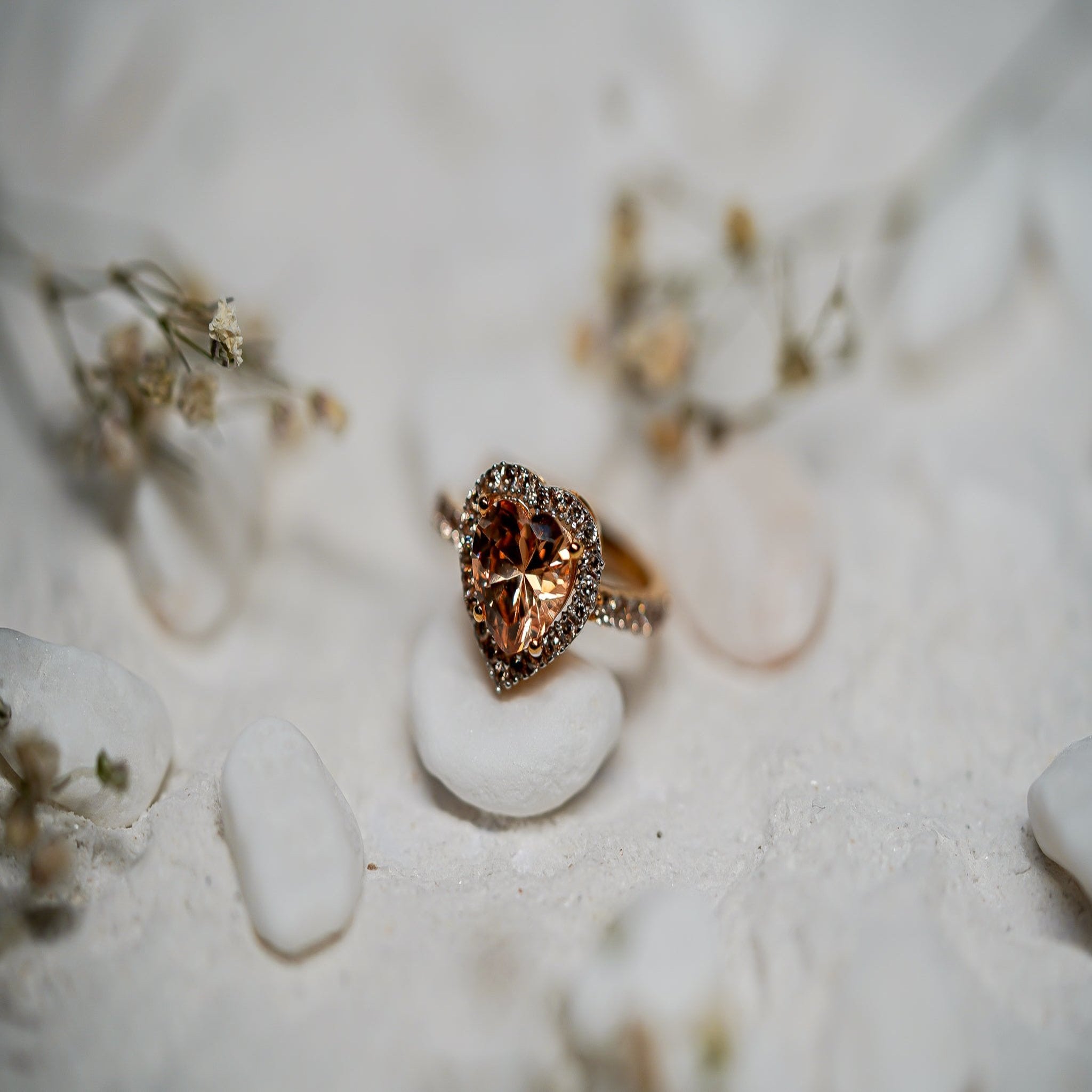 Yellow Gold Brown Heart Ring
