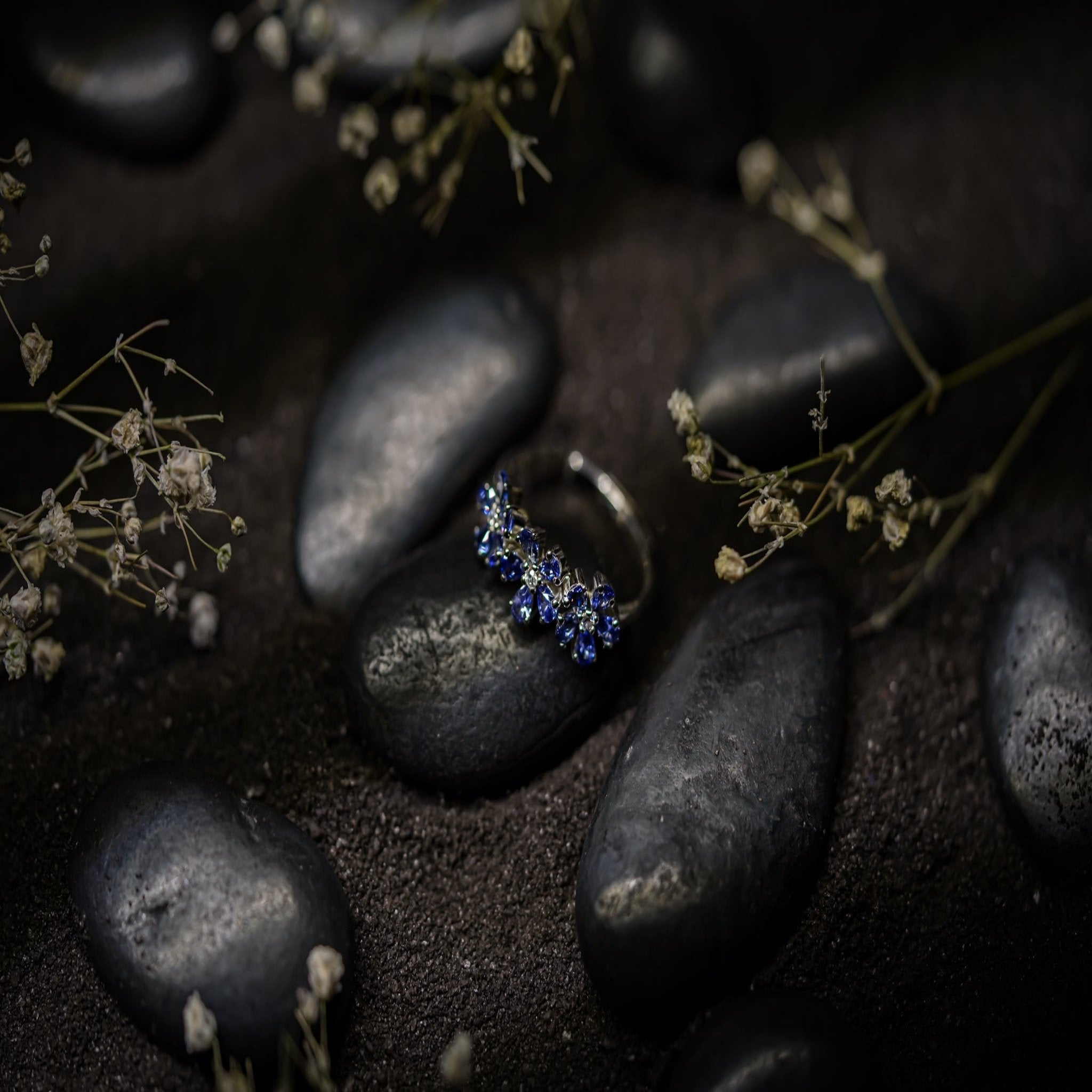 Sterling Silver Tanzanite Floral Ring