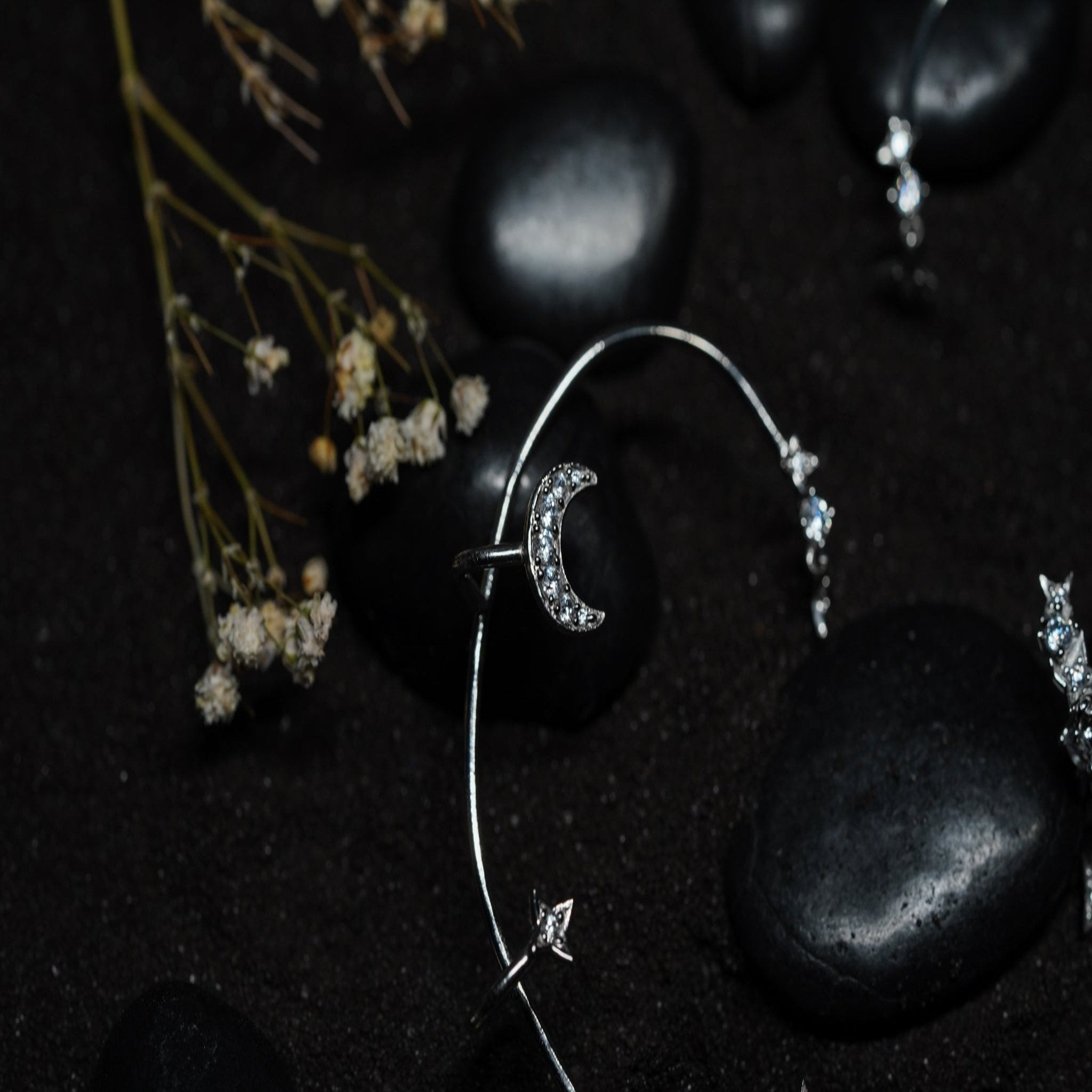 Silver Moon Star Ear Cuffs