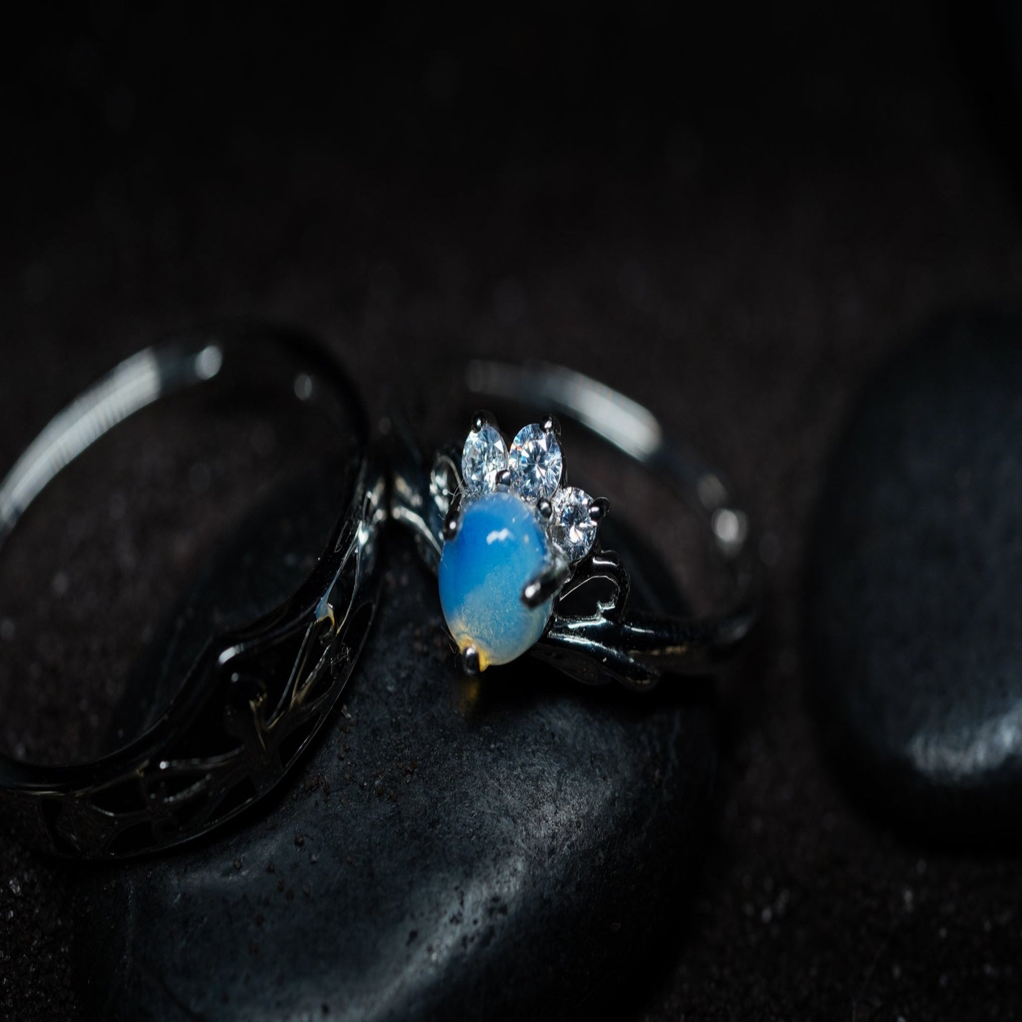Moonstone majesty adjustable couple ring