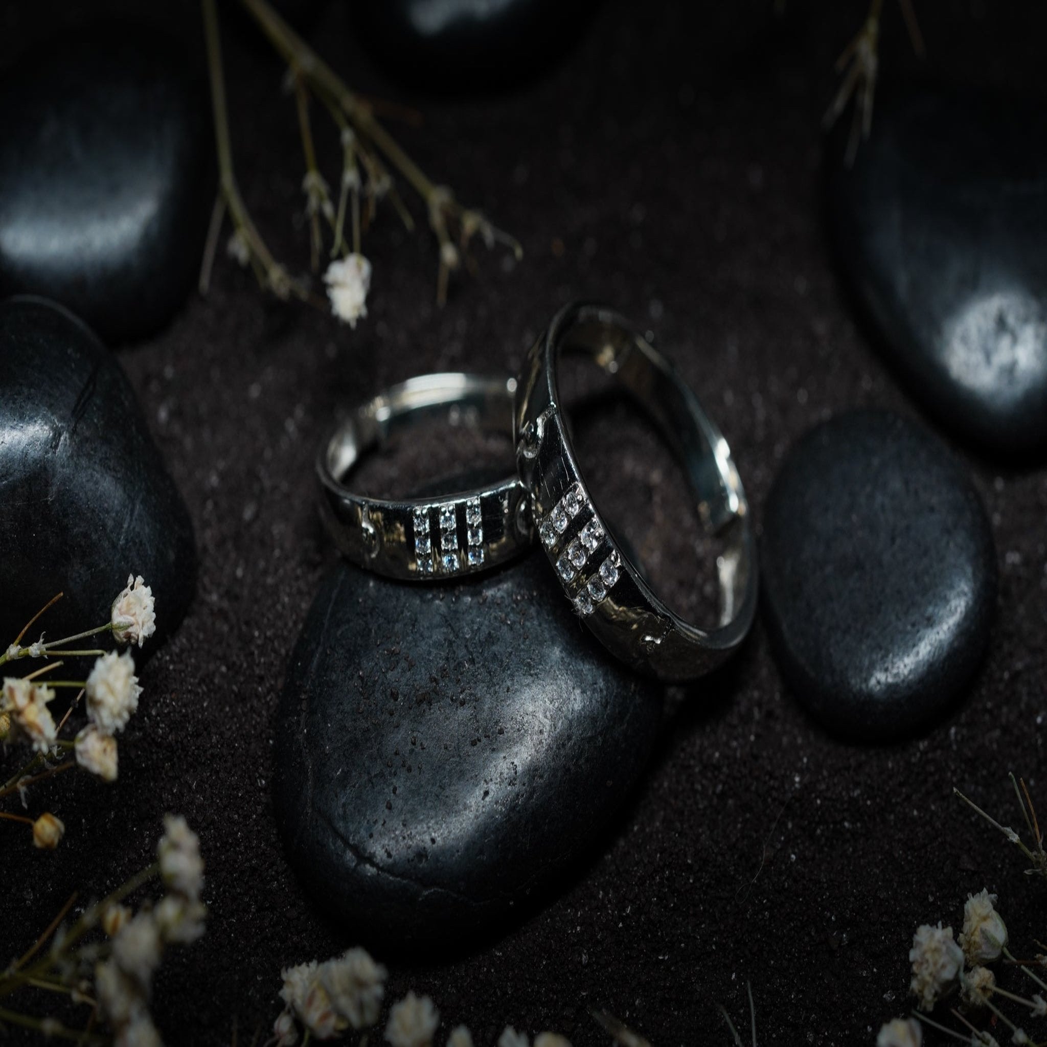 Adjustable Silver White Gold Classic Triple-Layered Band For Couple