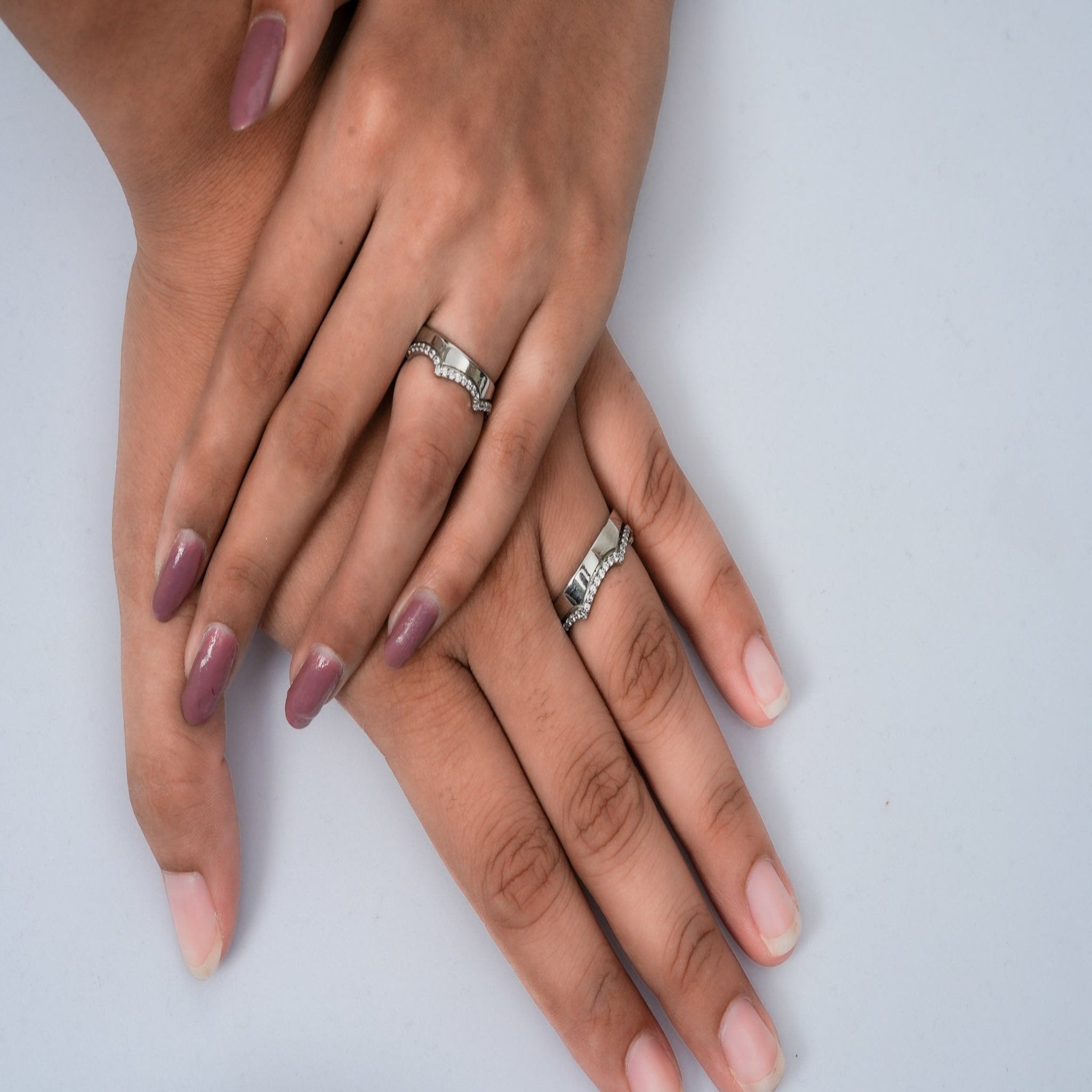 Crown White Gold Silver Adjustable Elegant Band For Couple