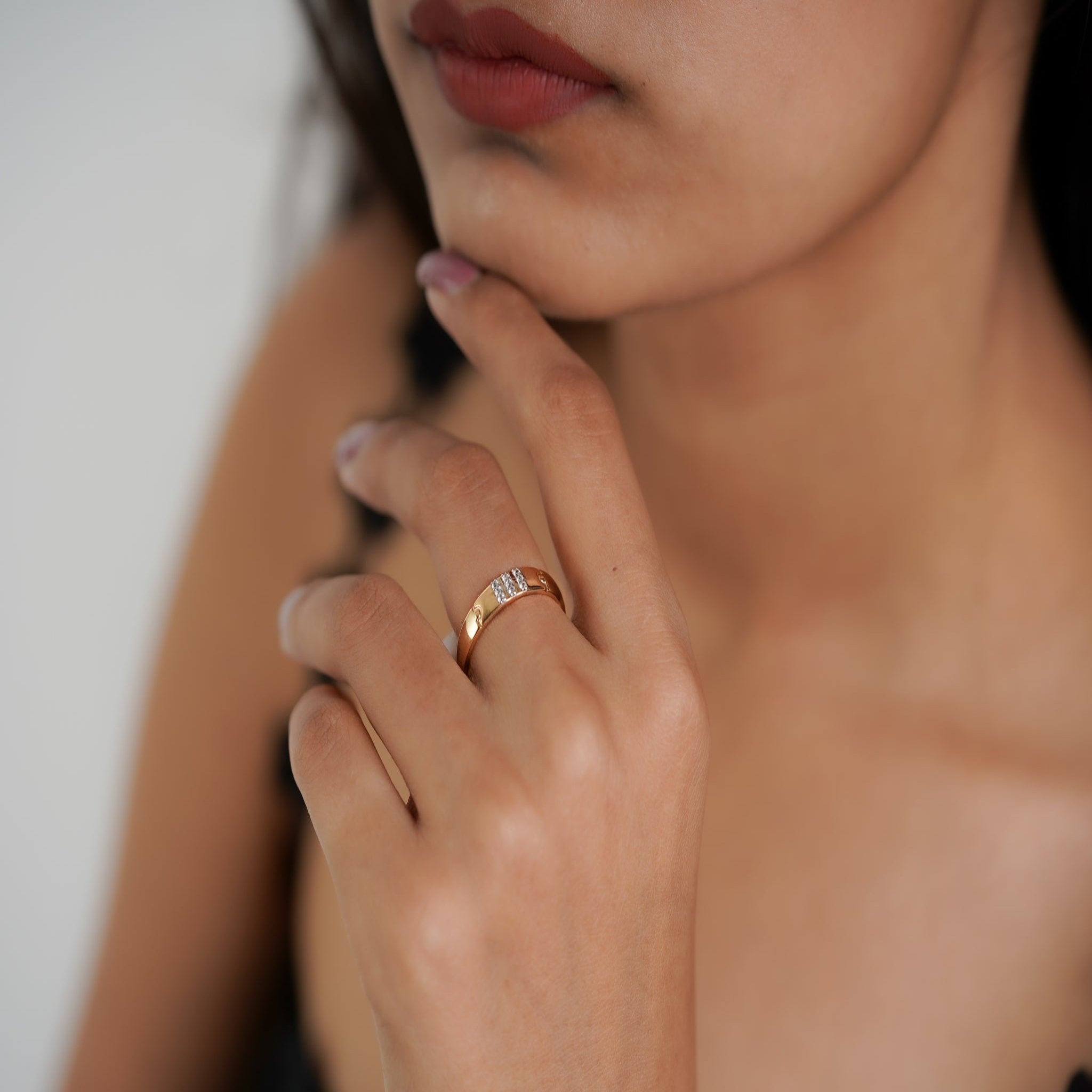 Adjustable Silver Yellow Gold Classic Triple-Layered Band For Couple