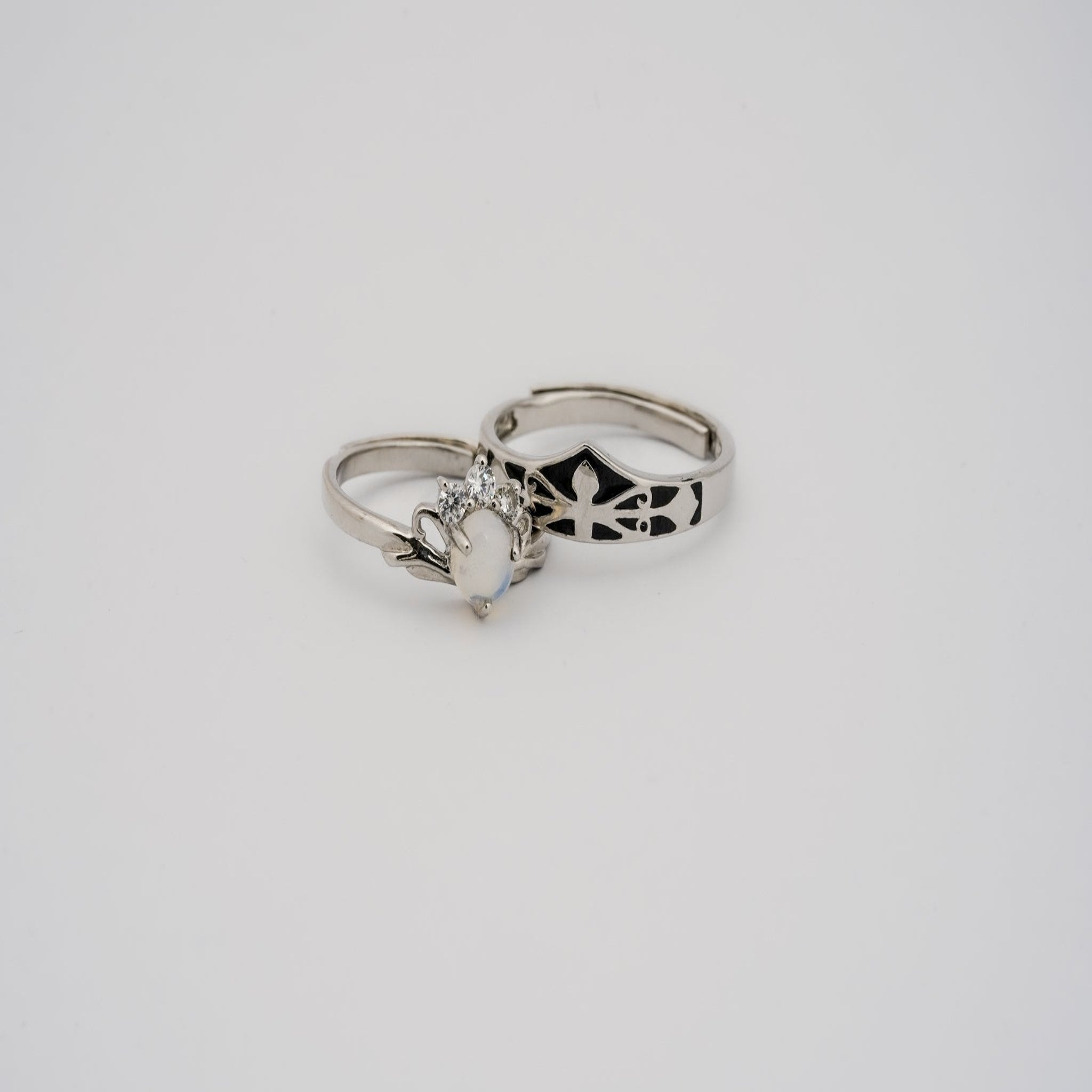 Moonstone majesty adjustable couple ring