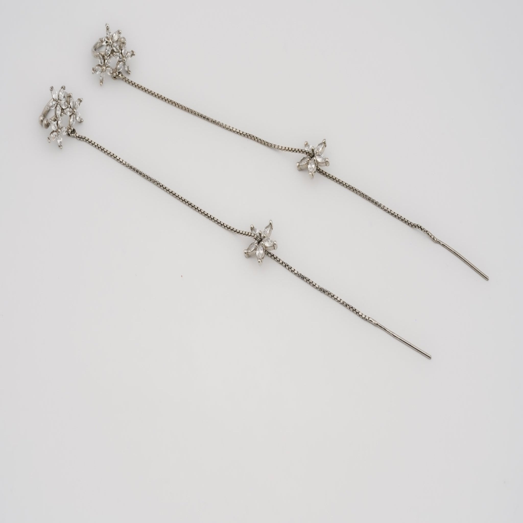 Silver White Gold Elegant Floral Earring For Women