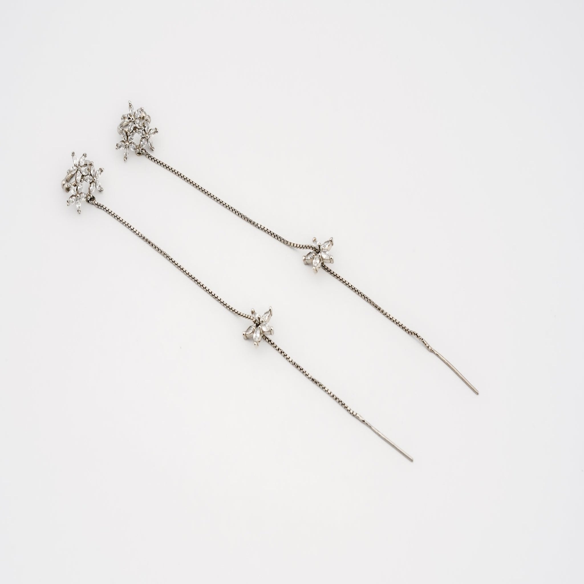 Silver White Gold Elegant Floral Earring For Women