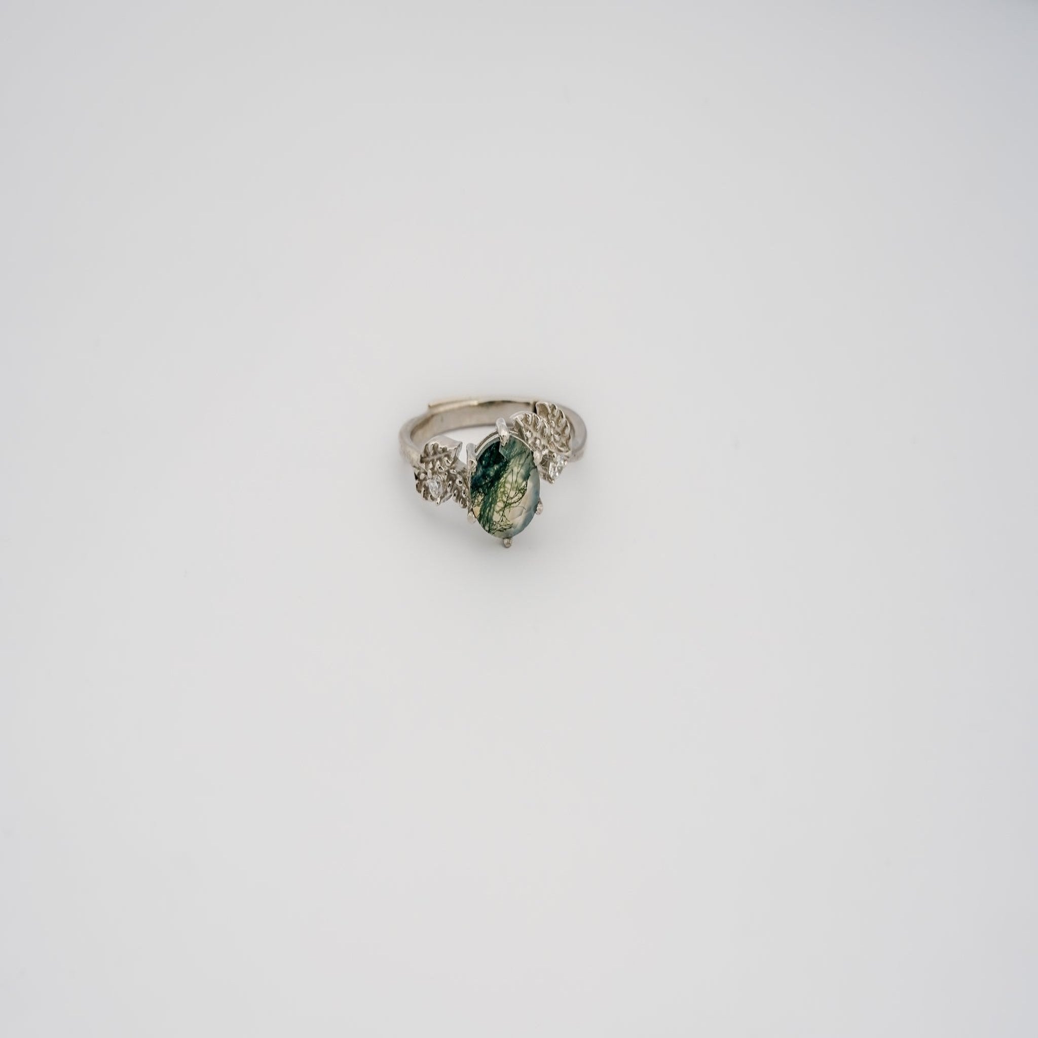 Moss Agate Elegance Adjustable Ring