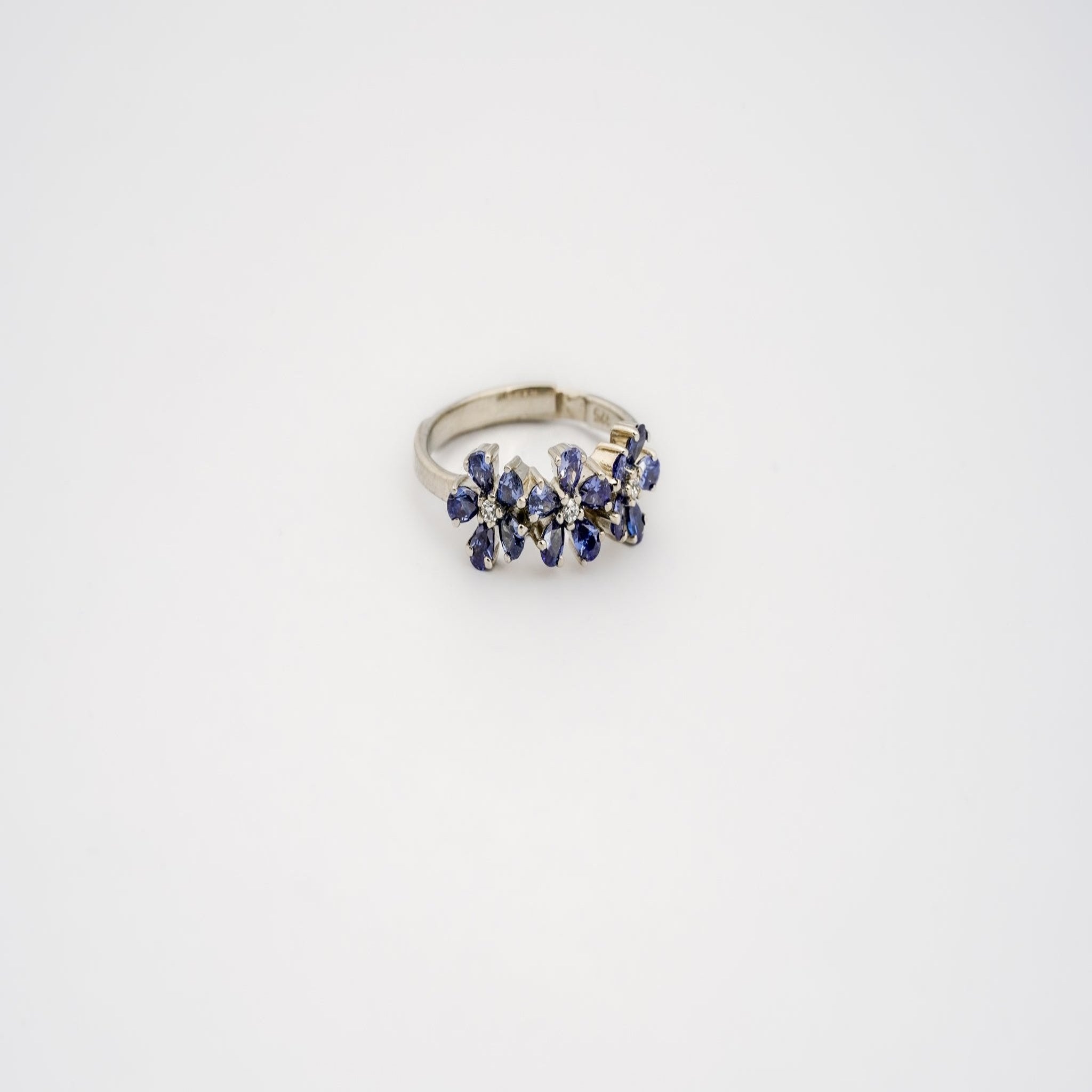 Sterling Silver Tanzanite Floral Ring