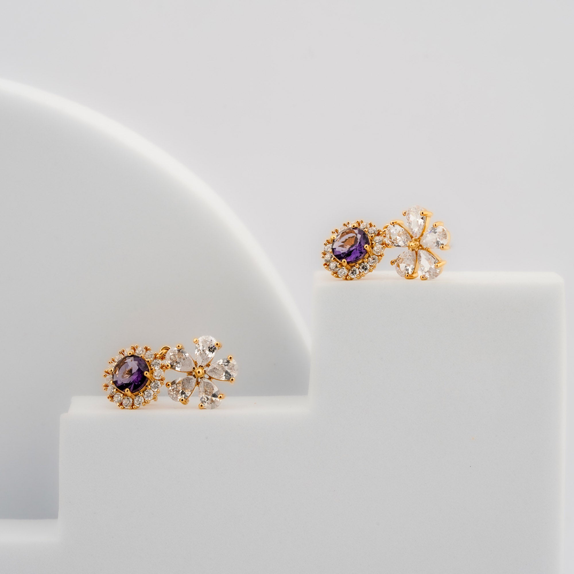 Elegant Amethyst Floral Drop Earrings