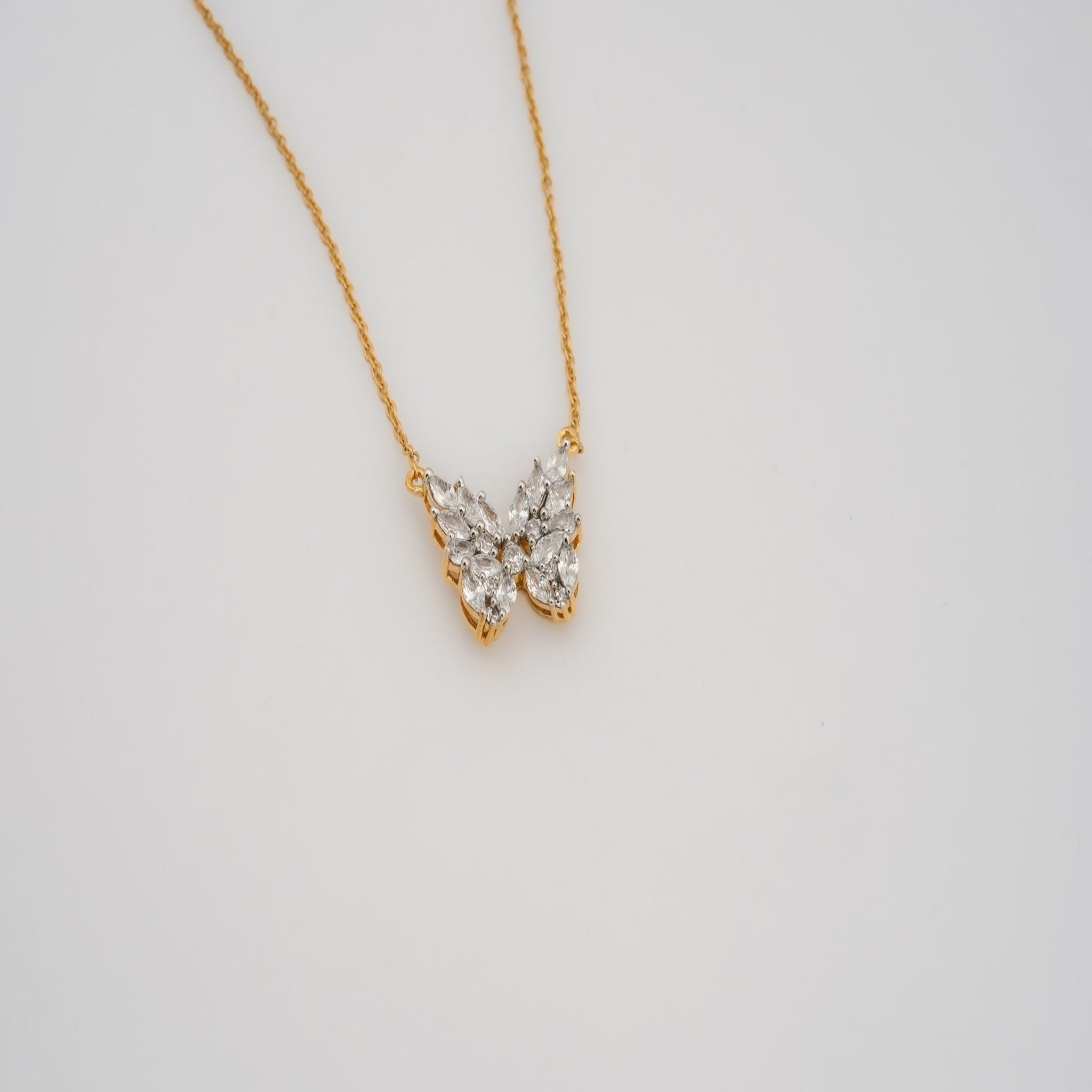 Yellow Gold Plated Marquise Butterfly Pendant