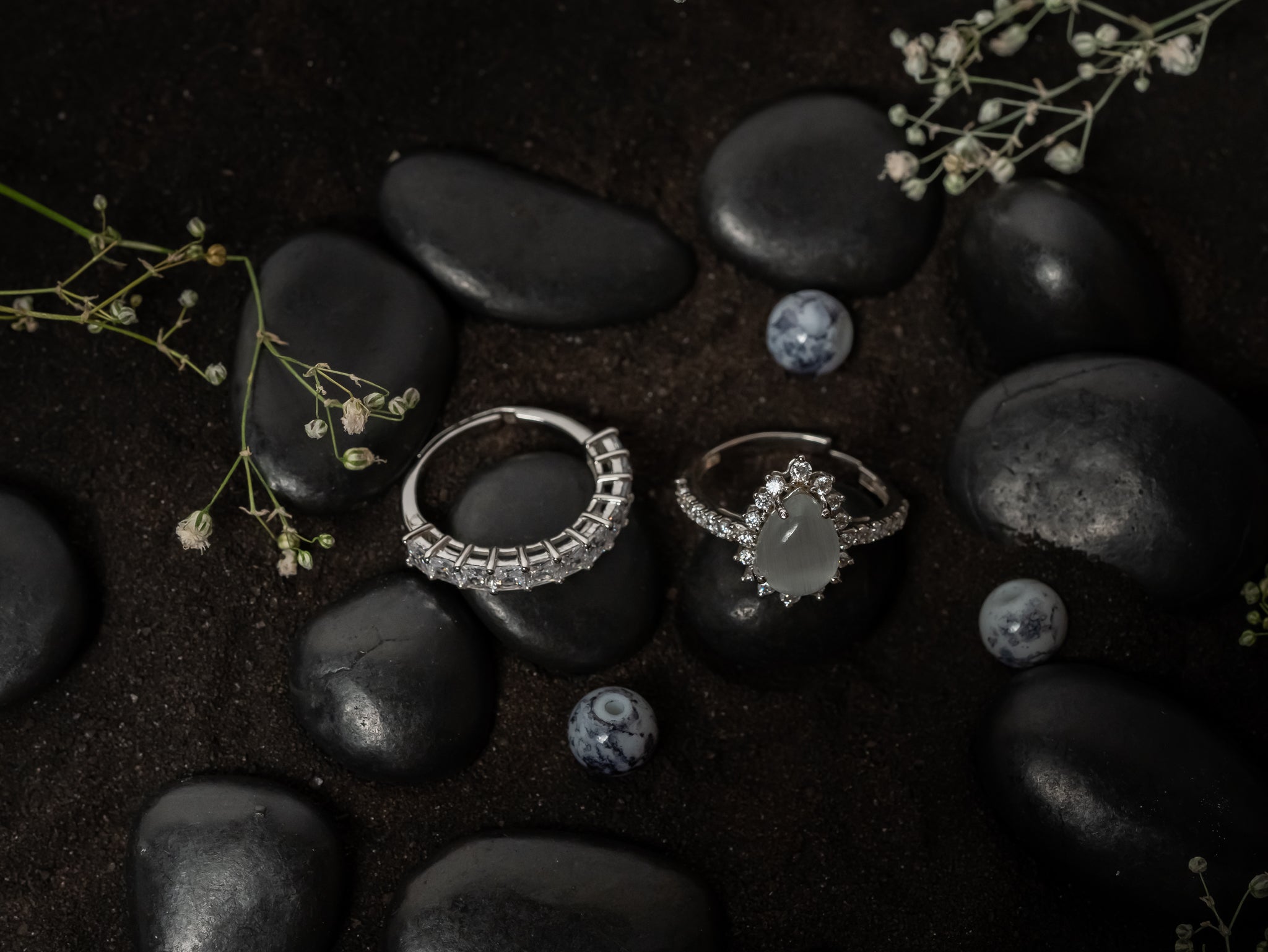 Moon Stone Stackable Ring Set