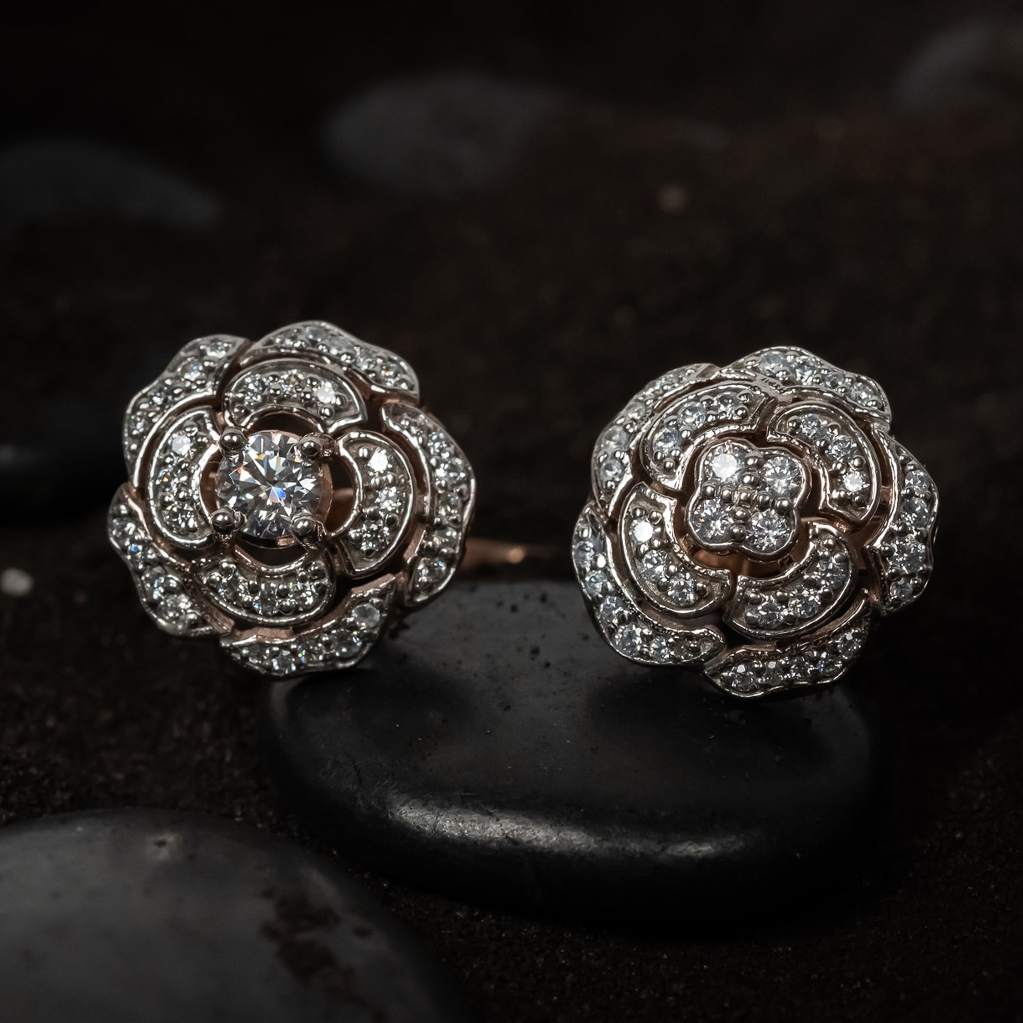 Open Cuff Double Flower Ring