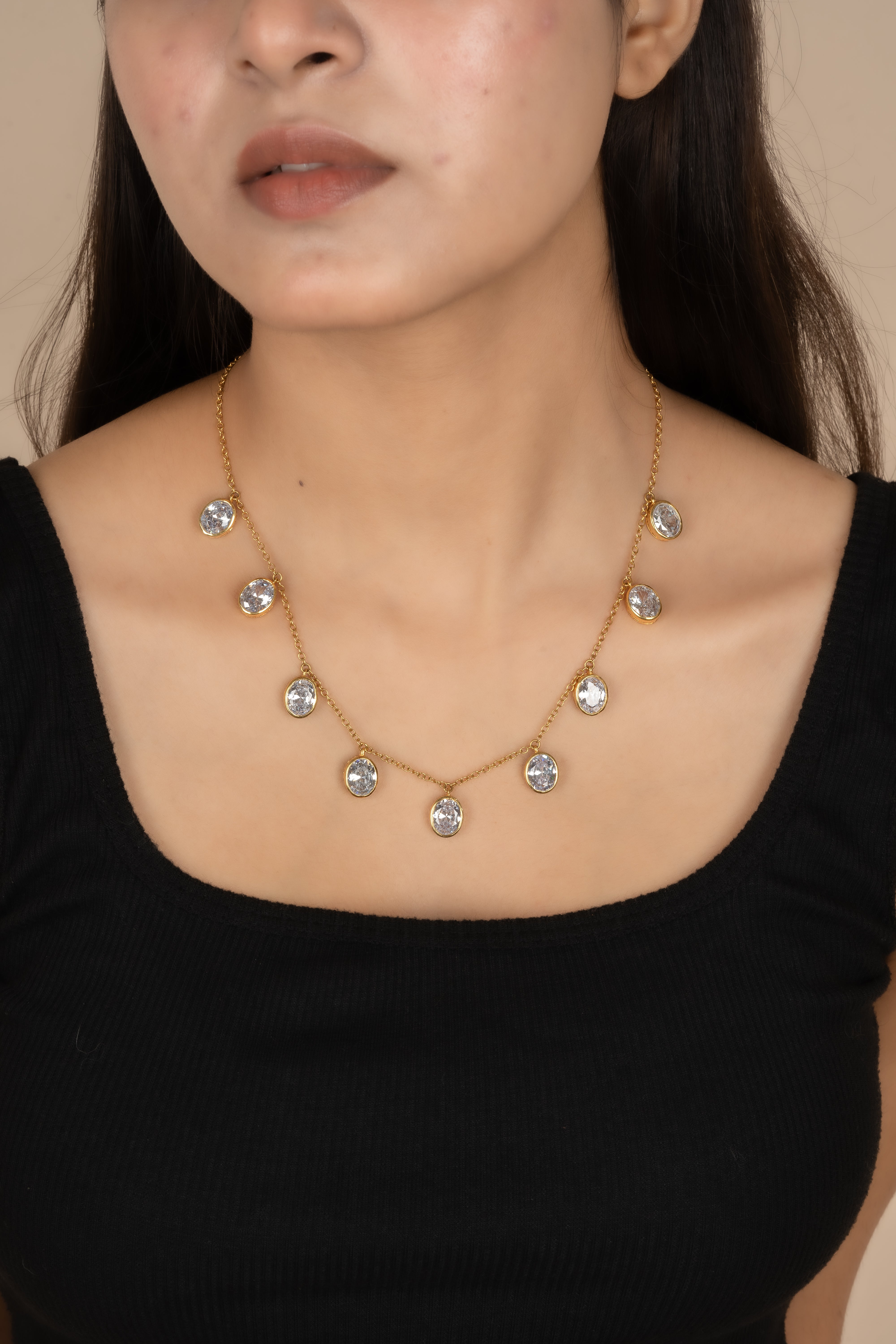 Oval Cut Diamond Necklace