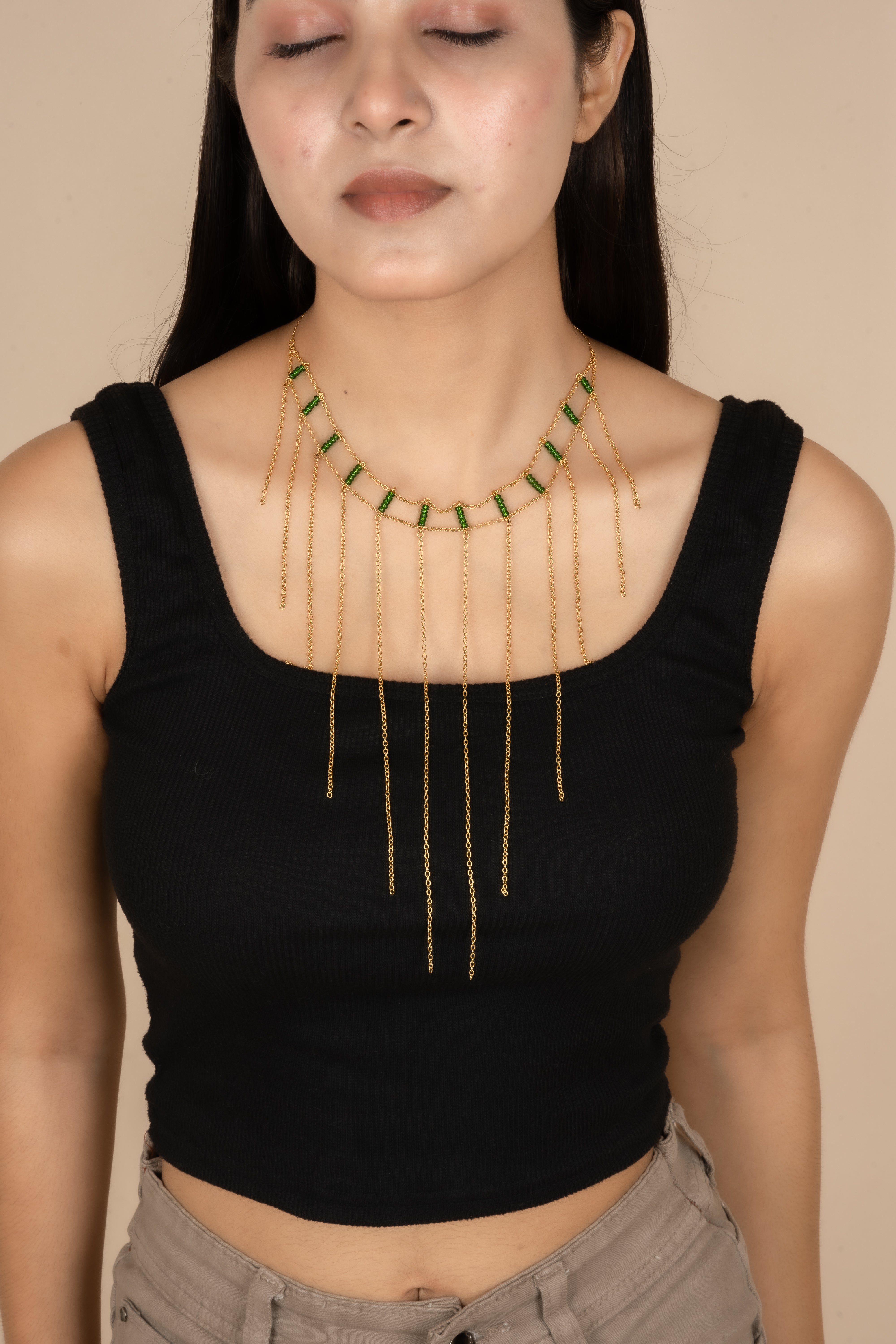 Emerald Waterfall Choker Necklace