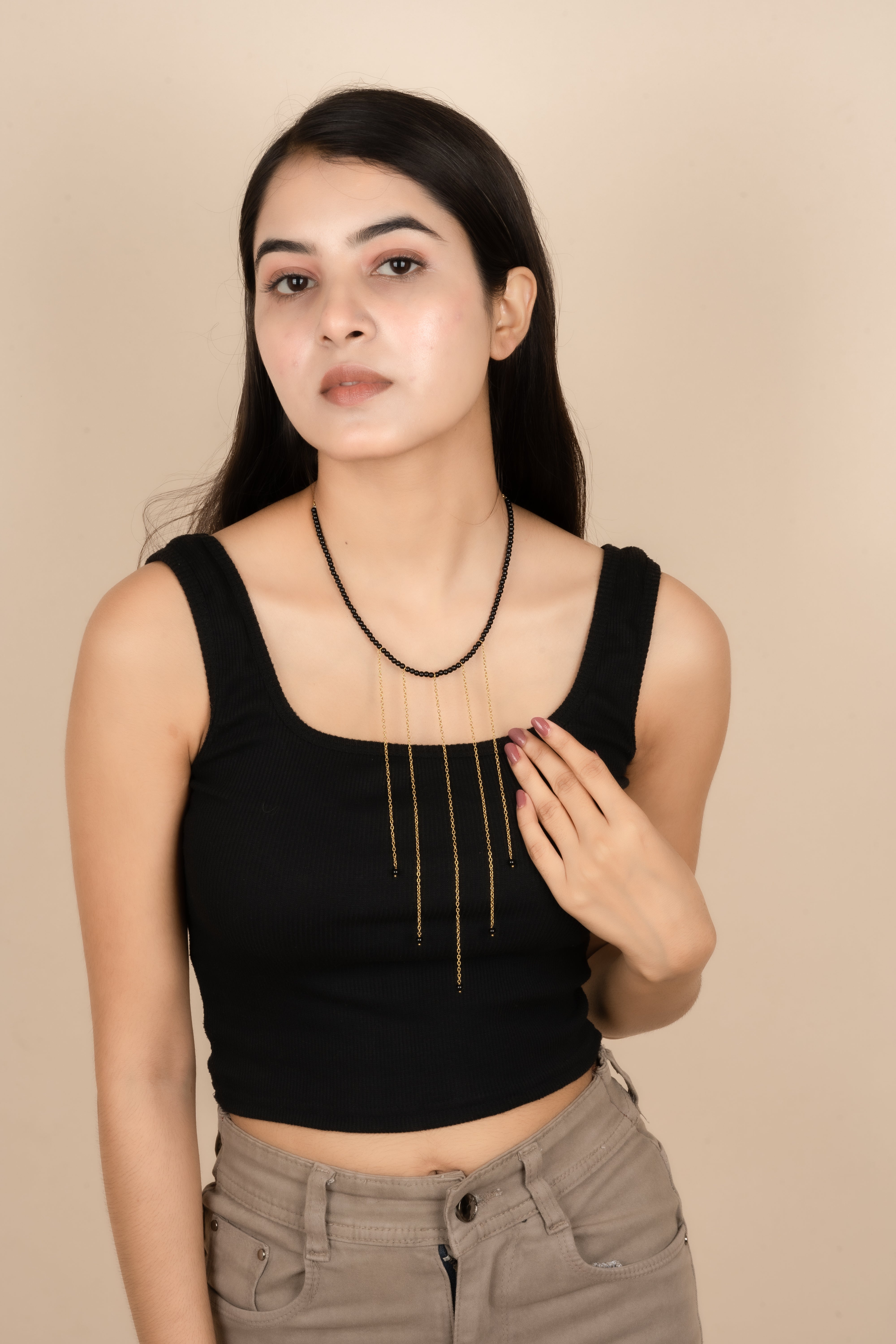 Gold Plated Black Onyx Necklace