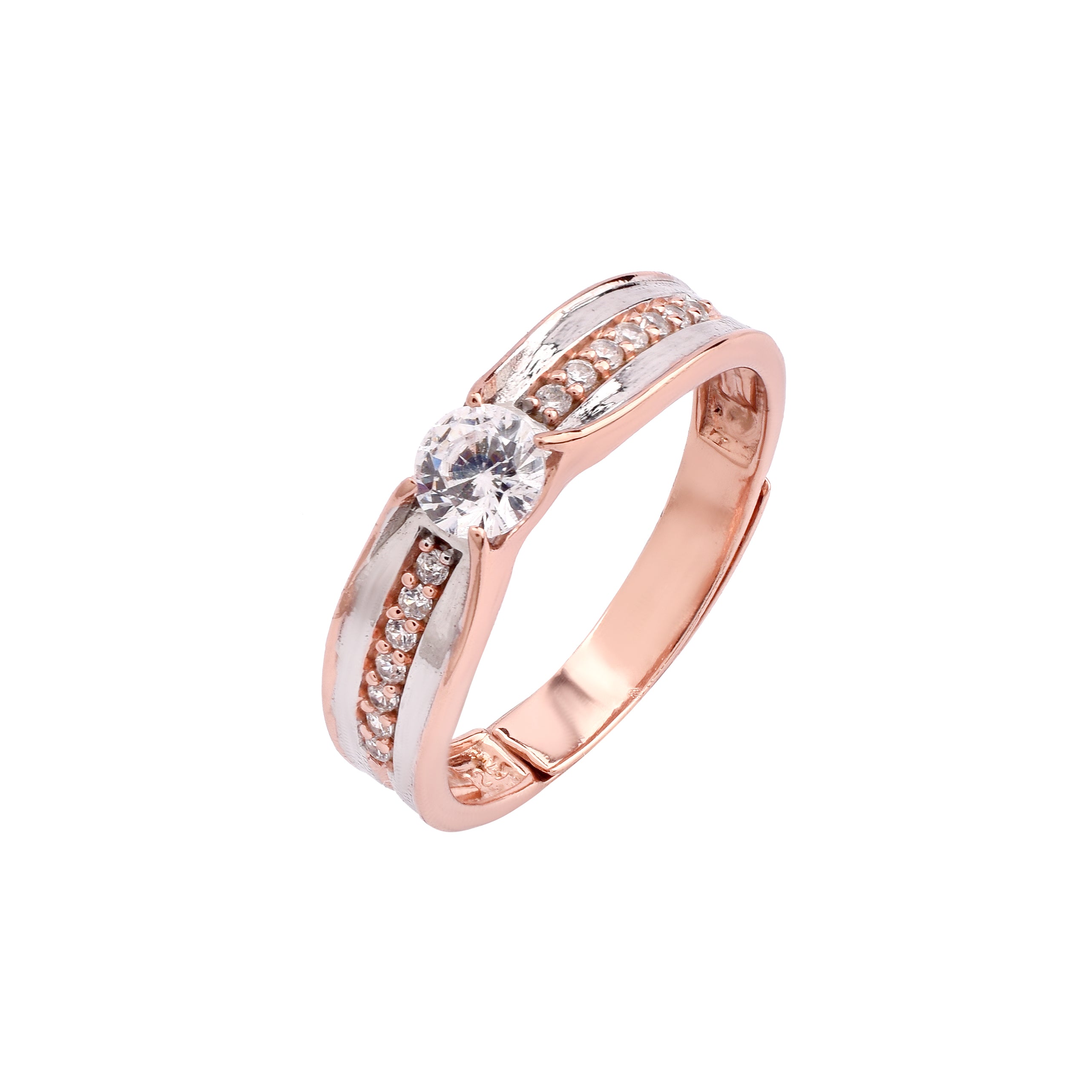 Adjustable Pave Silver Rose Gold Dual Tone Band