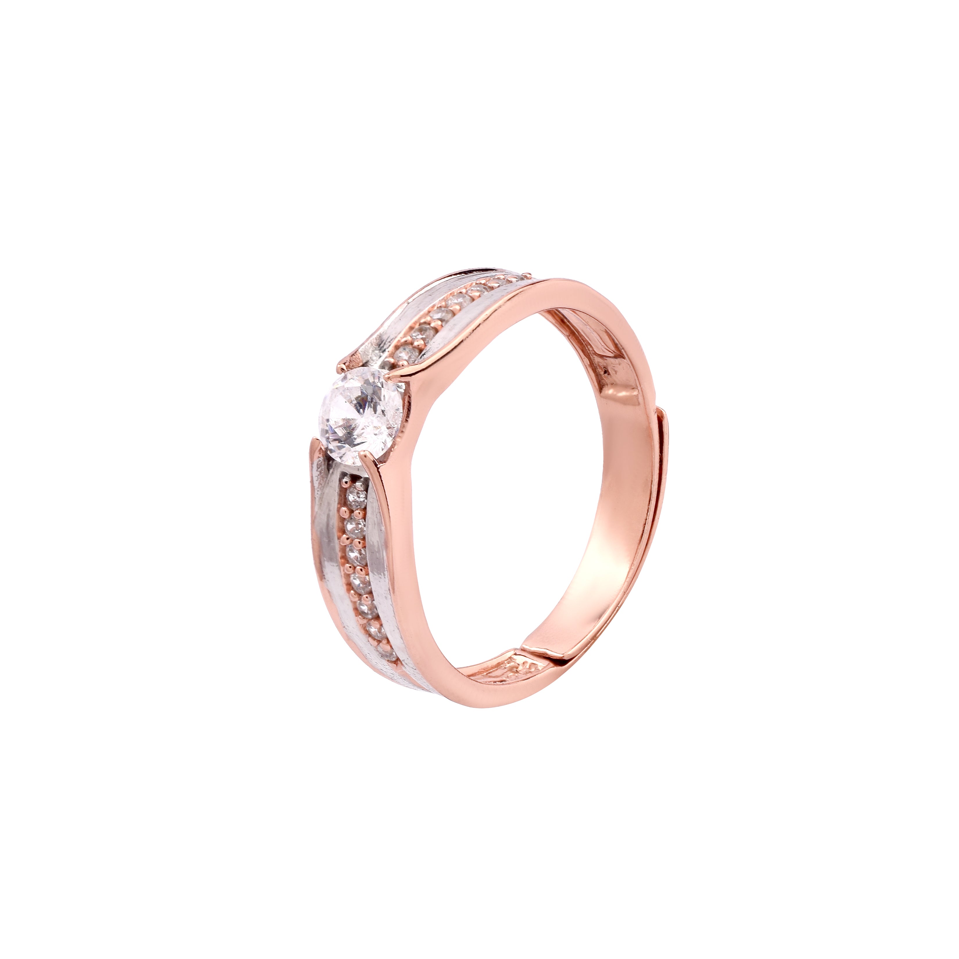 Adjustable Pave Silver Rose Gold Dual Tone Band