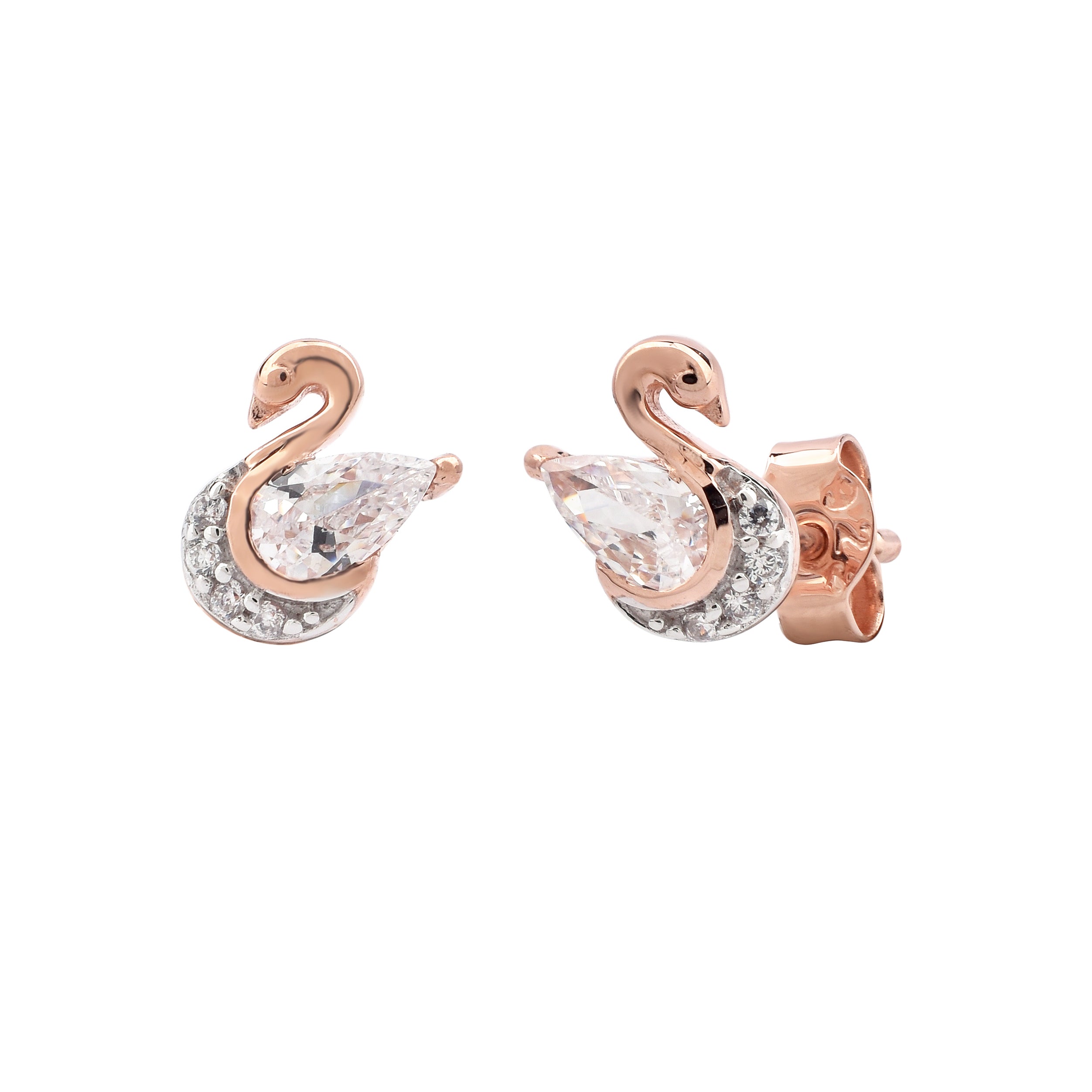 Kids Swan Earrings in Sterling Silver