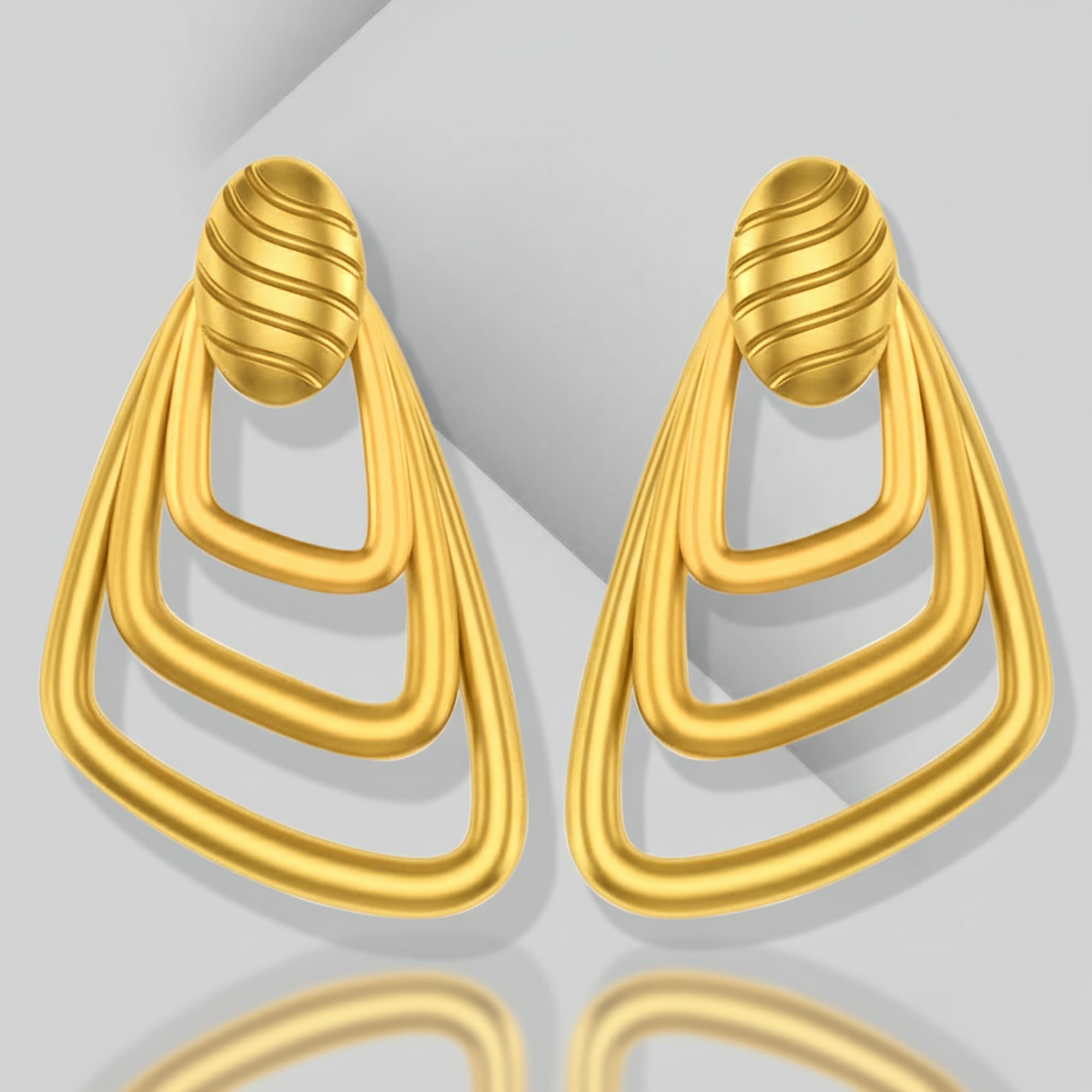 Women’s Yellow Gold Plated Triangle Earrings