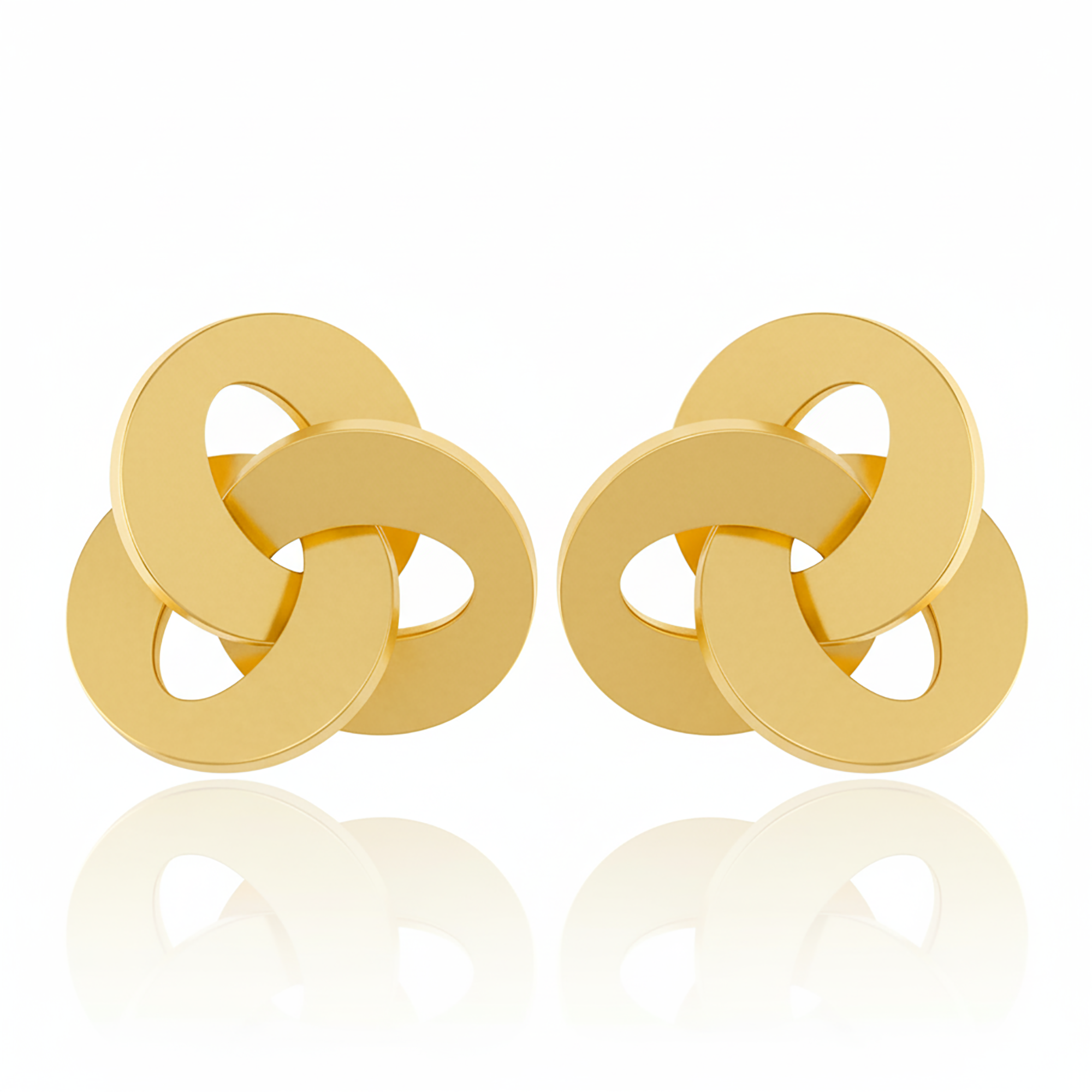 Interlocking Design Yellow Gold Circle Stud Earrings