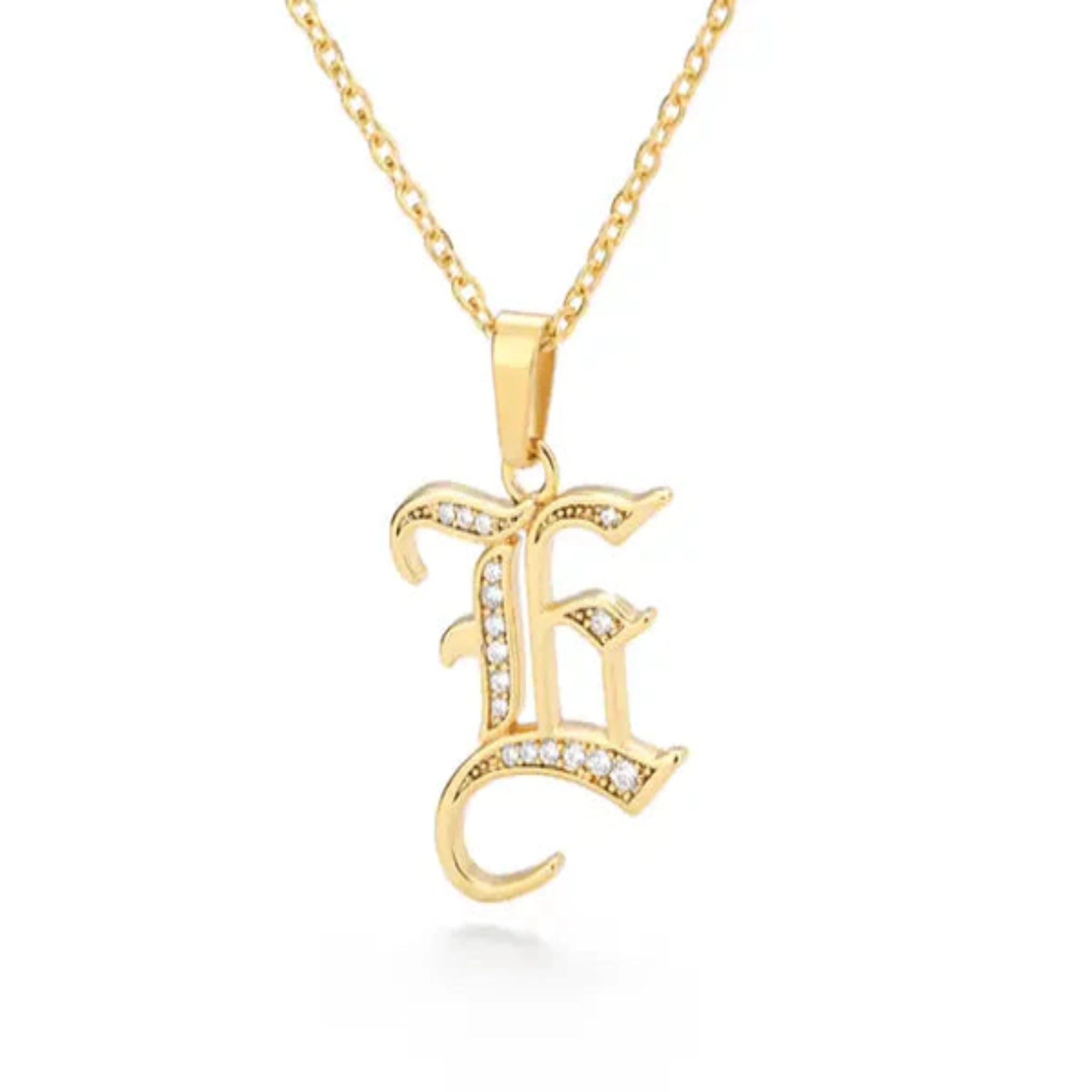 Yellow Gold Adjustable Silver Font Letter Pendant For Woman