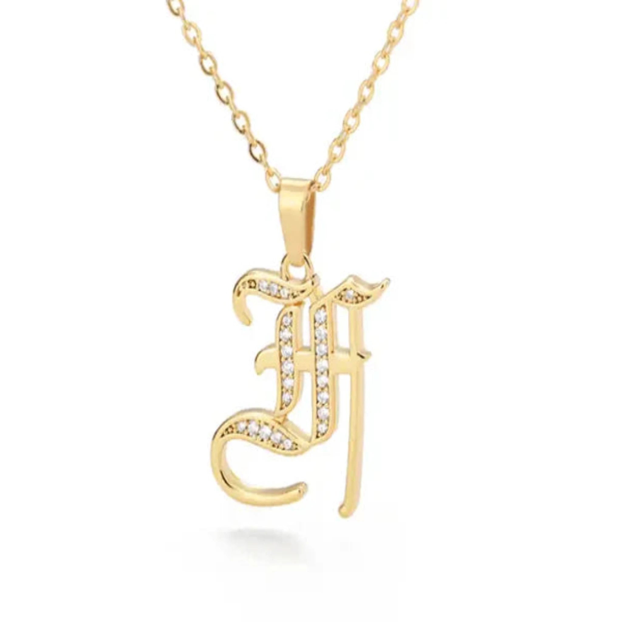 Yellow Gold Adjustable Silver Font Letter Pendant For Woman