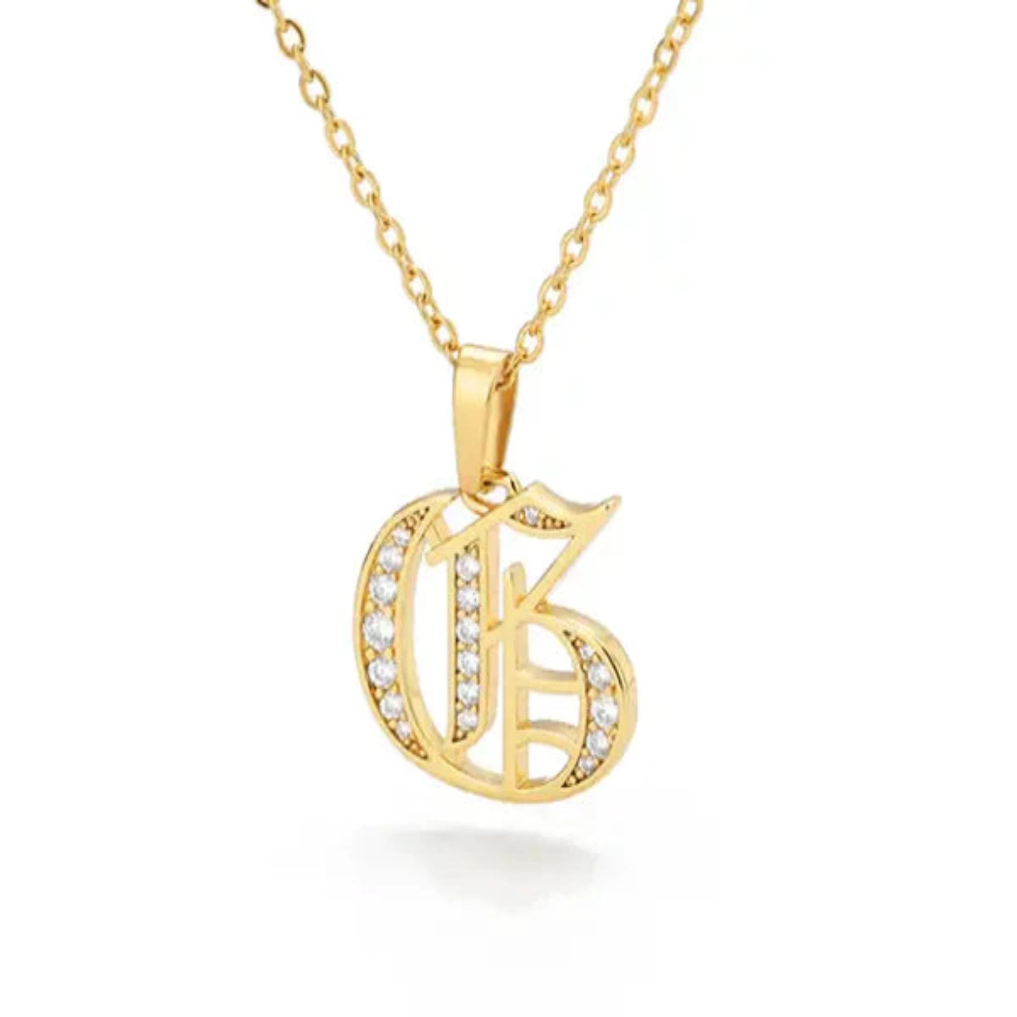 Yellow Gold Adjustable Silver Font Letter Pendant For Woman