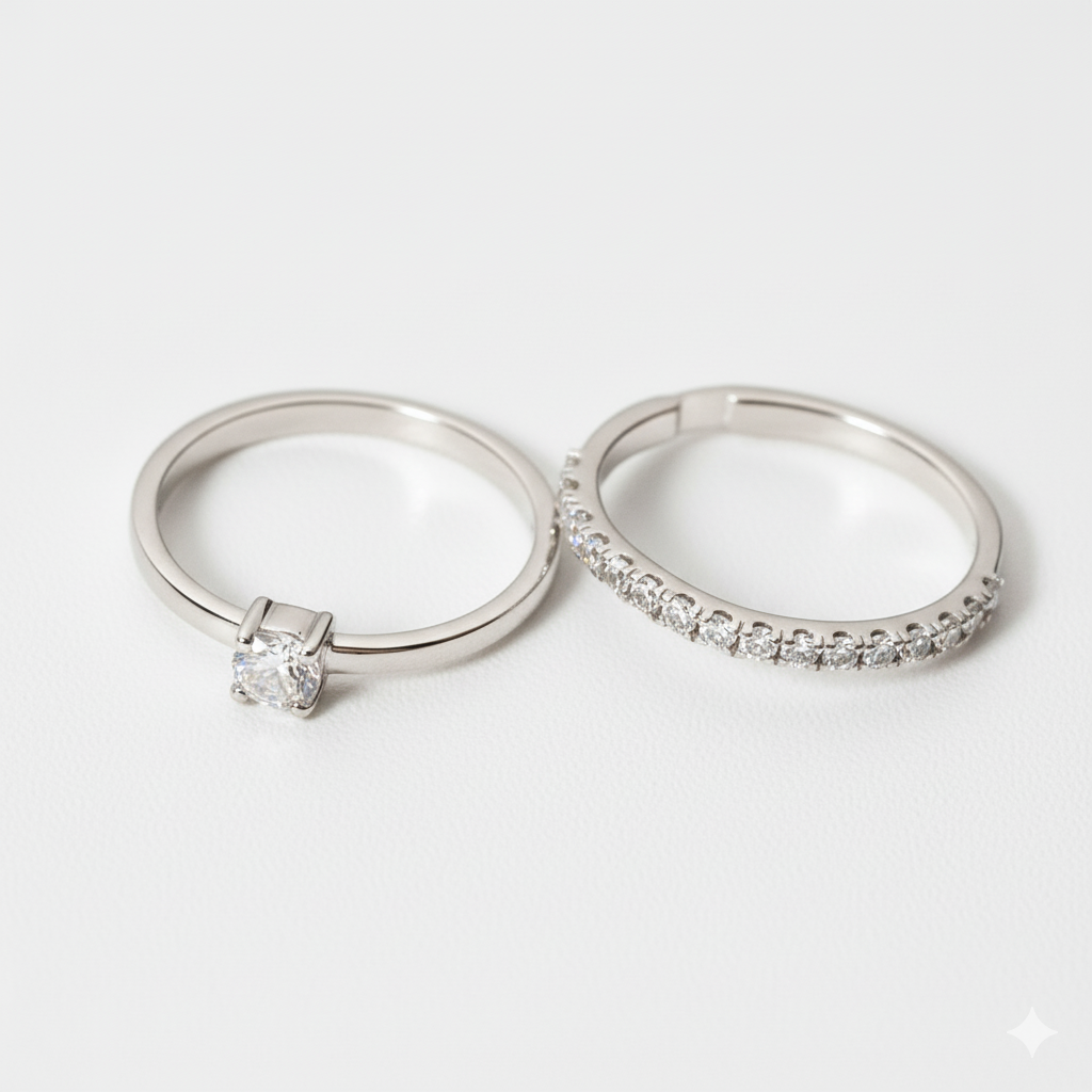 Solitaire and Half Eternity Ring Set