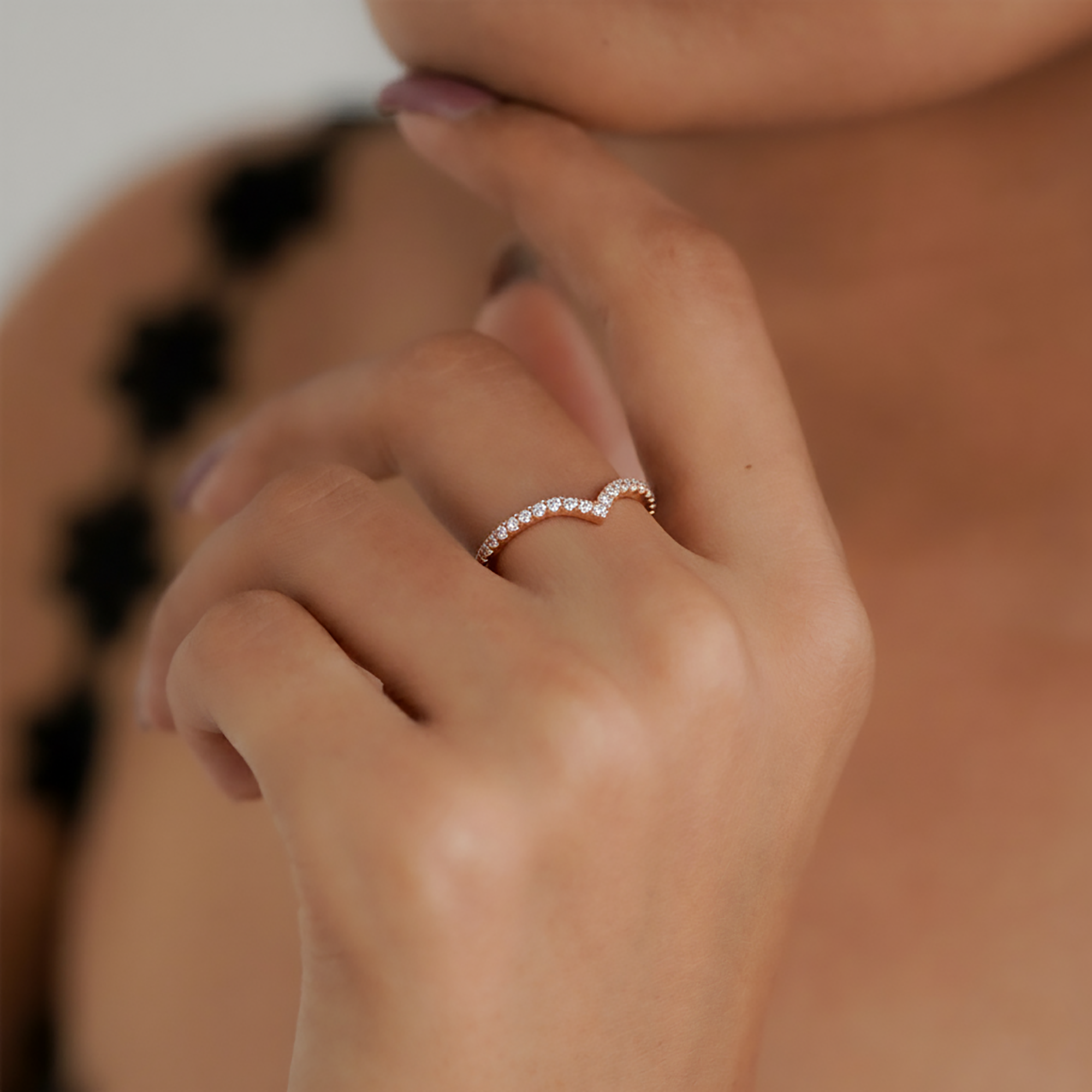 V Shaped Rose Gold Couple Ring