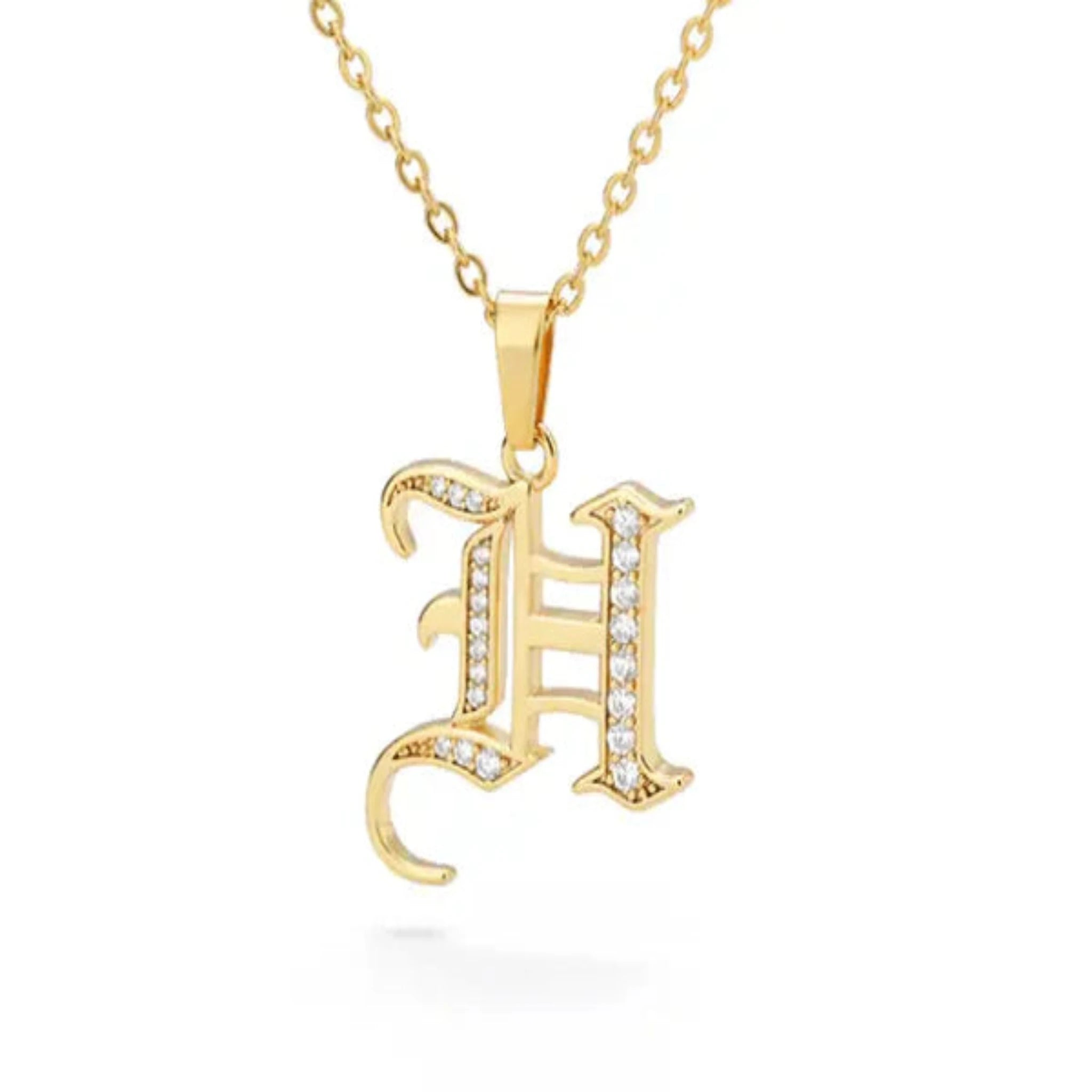 Yellow Gold Adjustable Silver Font Letter Pendant For Woman