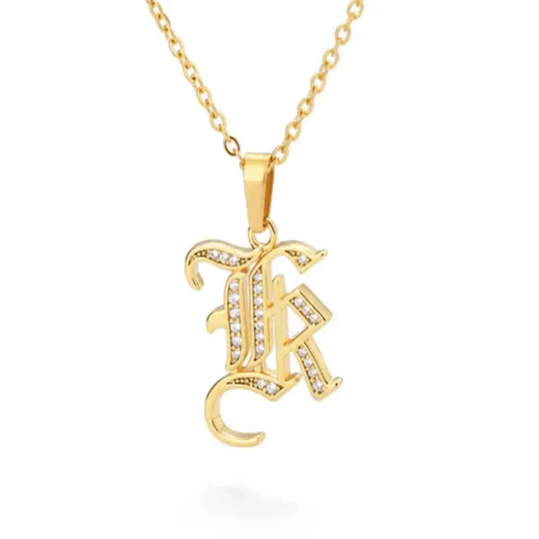 Yellow Gold Adjustable Silver Font Letter Pendant For Woman