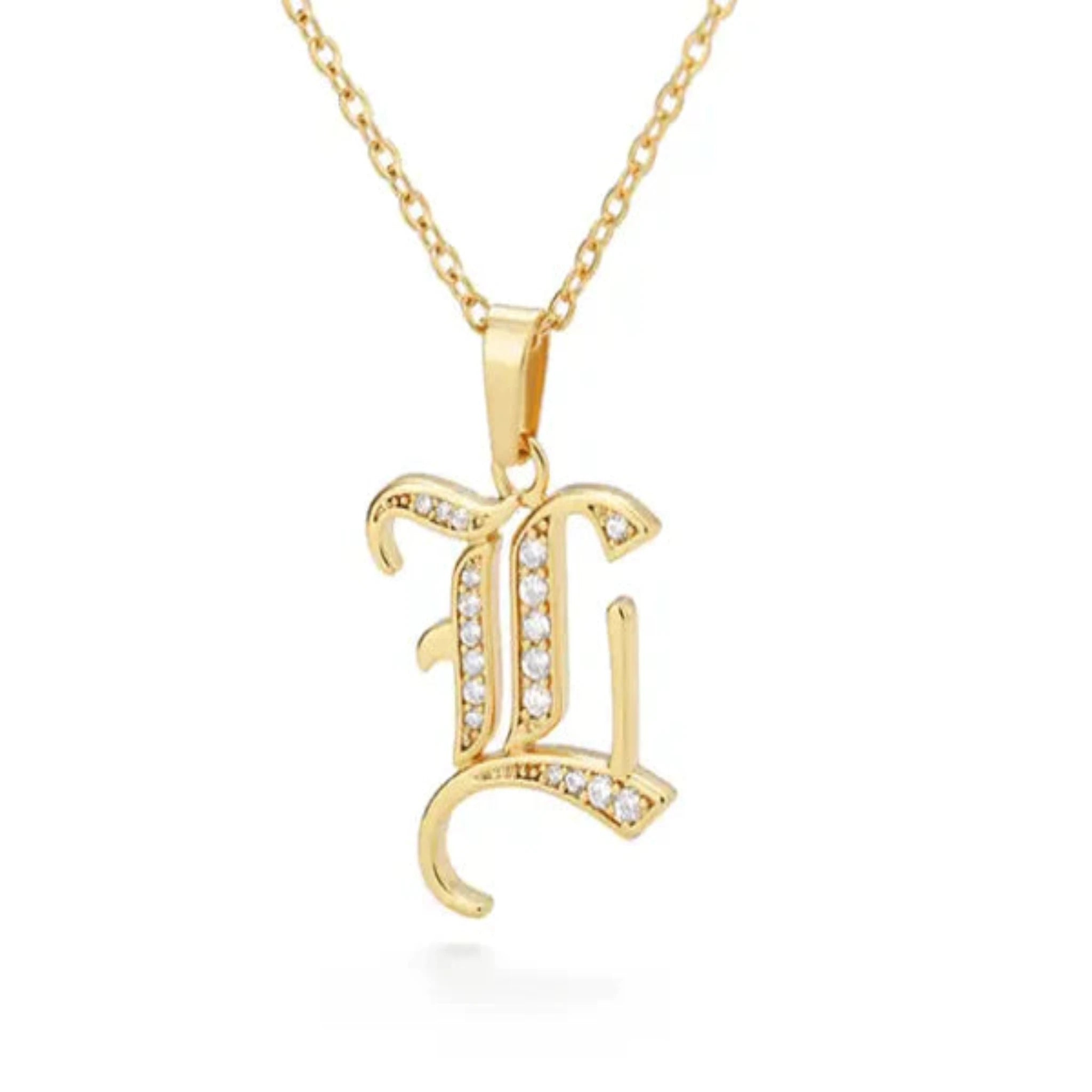 Yellow Gold Adjustable Silver Font Letter Pendant For Woman