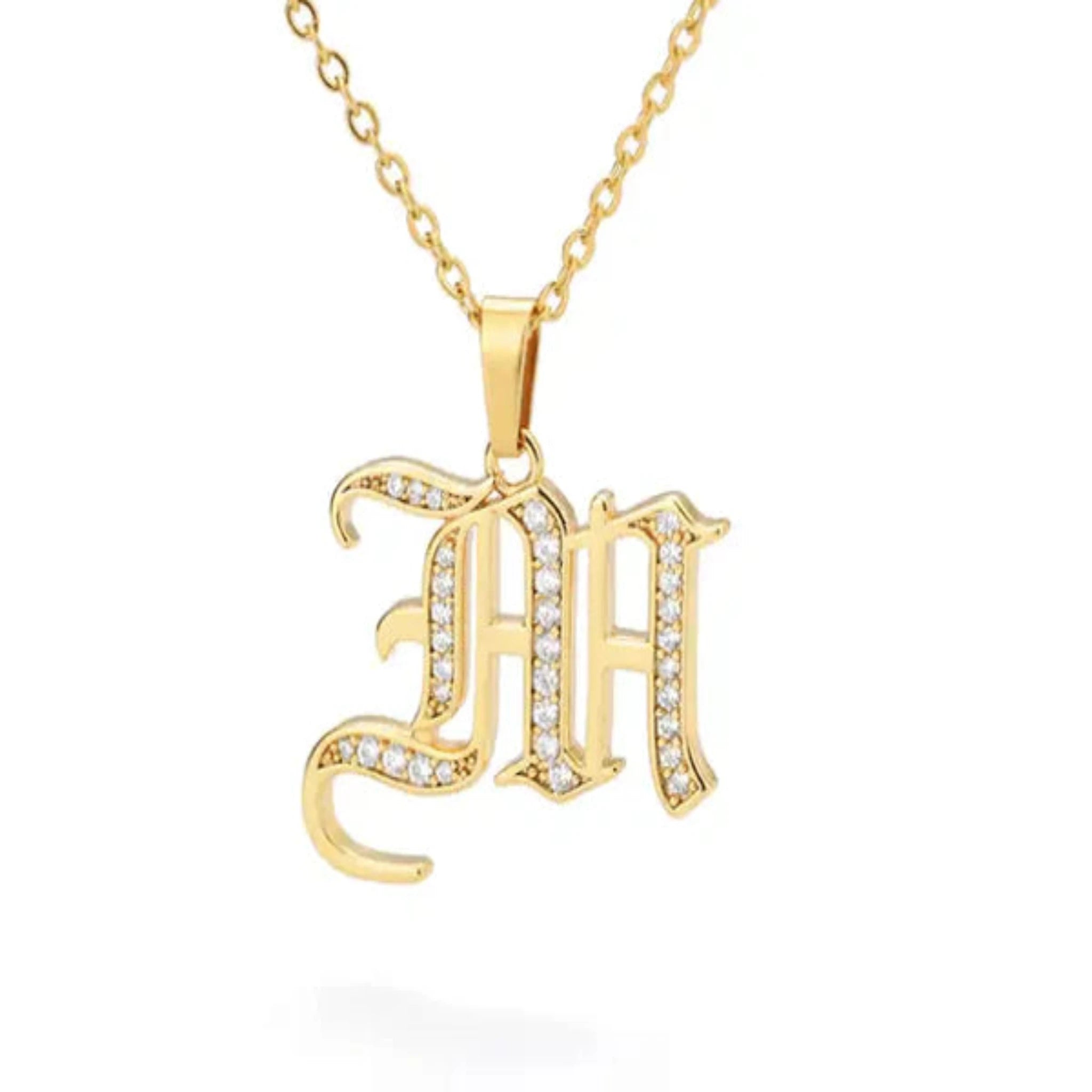 Yellow Gold Adjustable Silver Font Letter Pendant For Woman