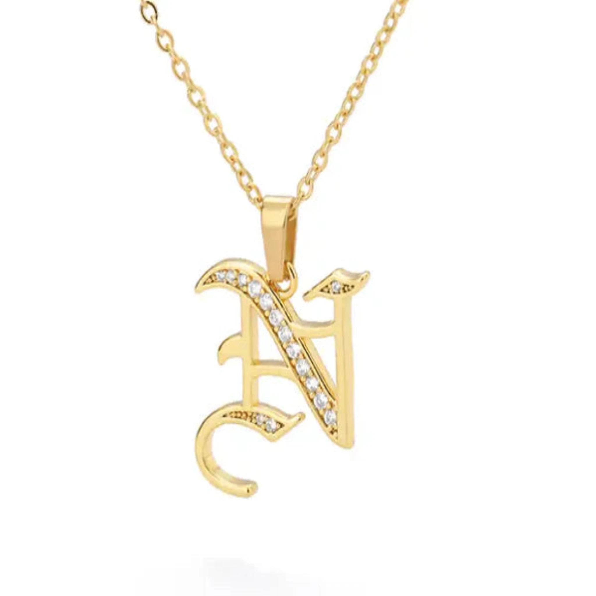 Yellow Gold Adjustable Silver Font Letter Pendant For Woman