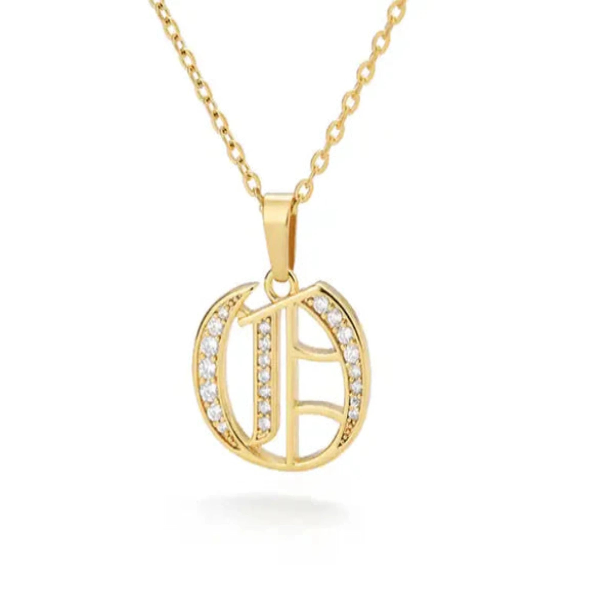 Yellow Gold Adjustable Silver Font Letter Pendant For Woman