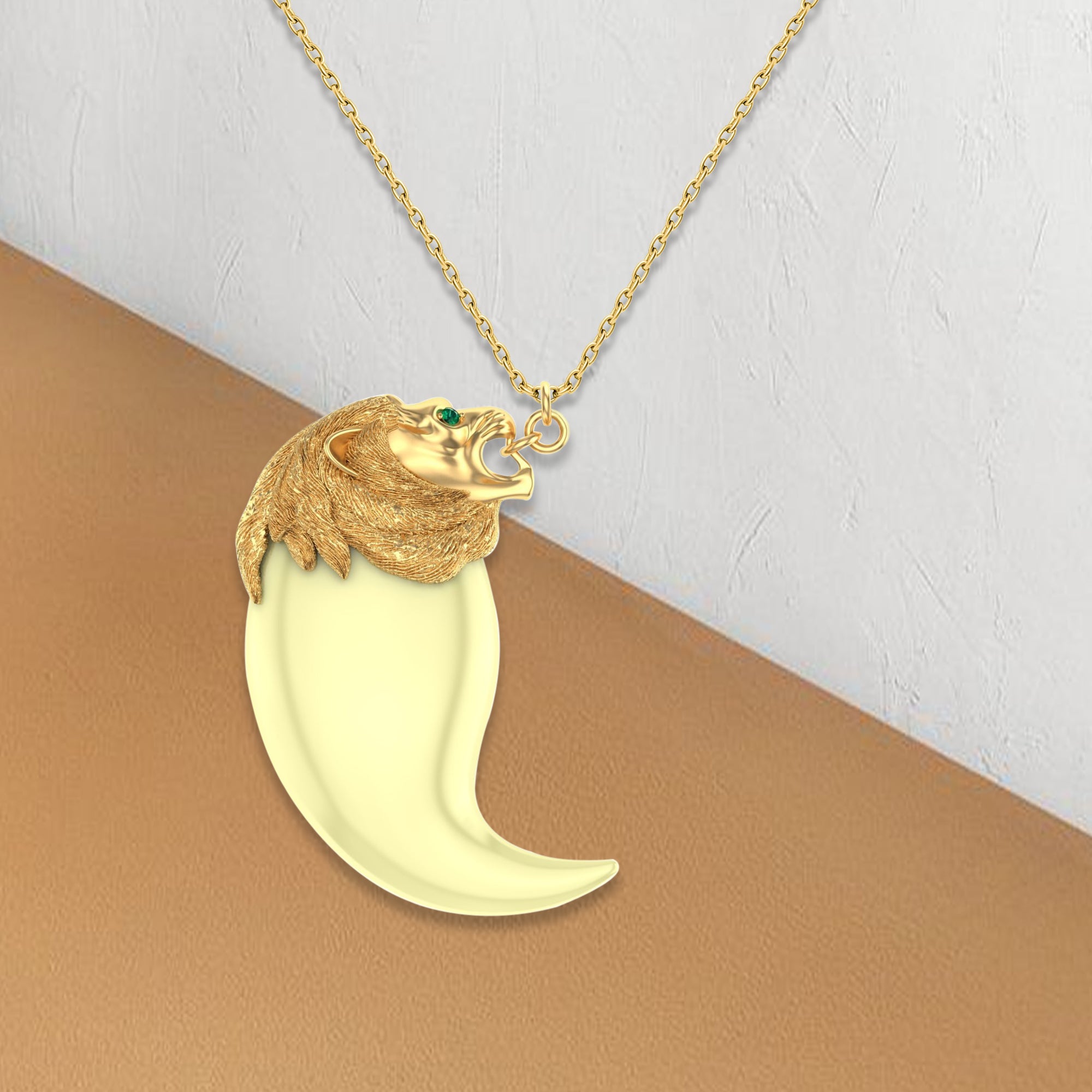 Emerald Lion Claw Pendant for Men