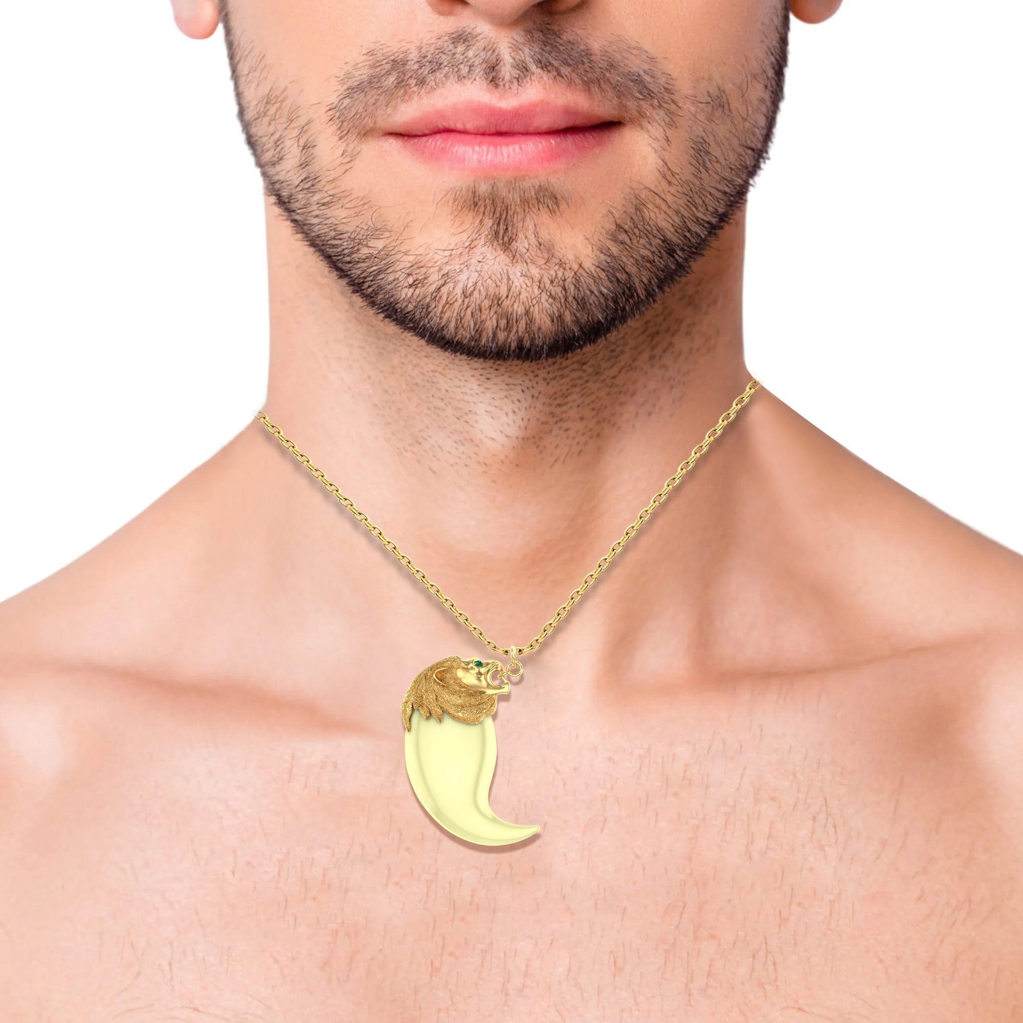 Emerald Lion Claw Pendant for Men