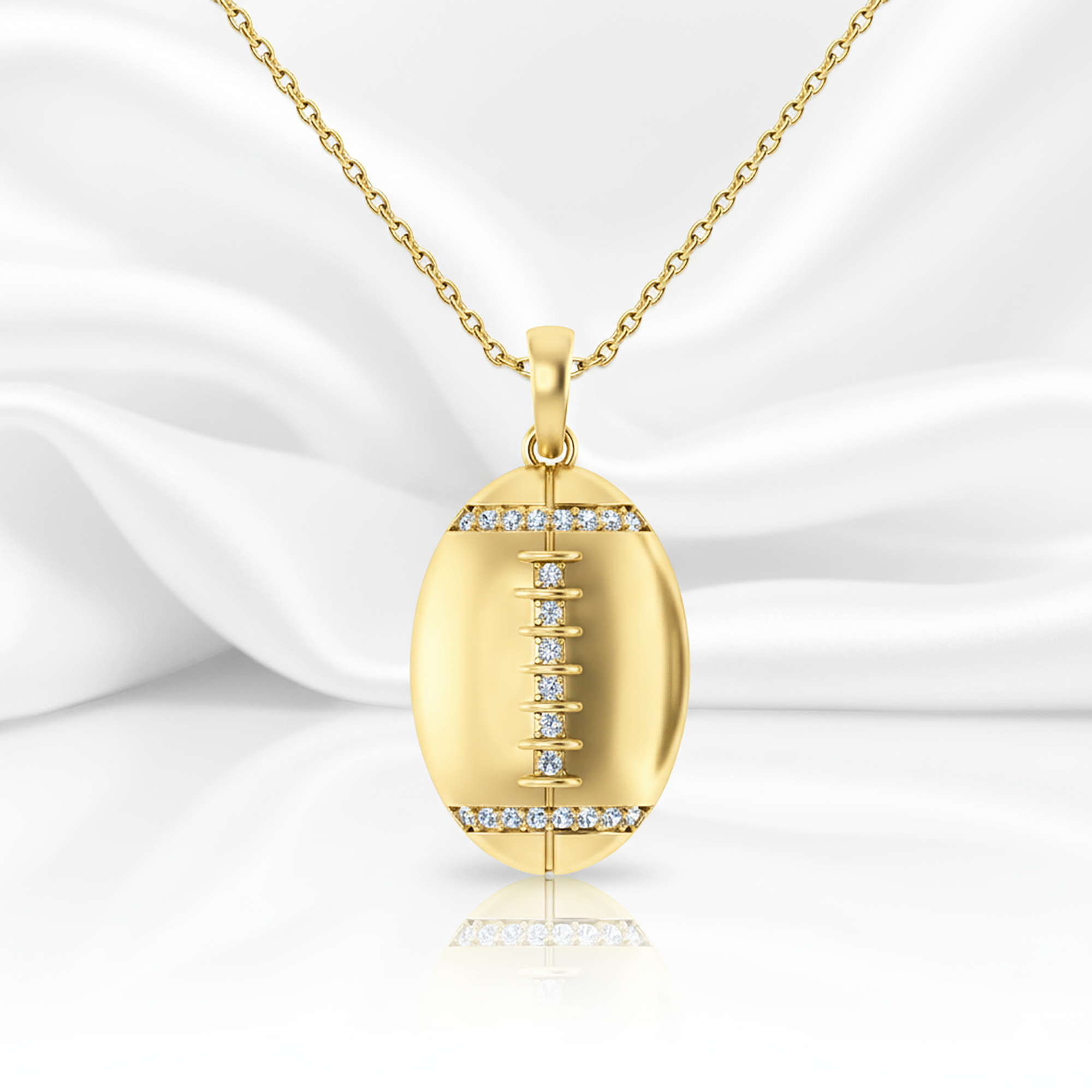 Yellow Gold Plated Rugby Football Pendant