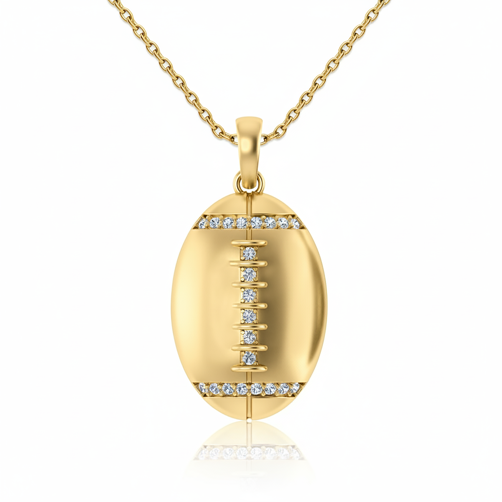 Yellow Gold Plated Rugby Football Pendant