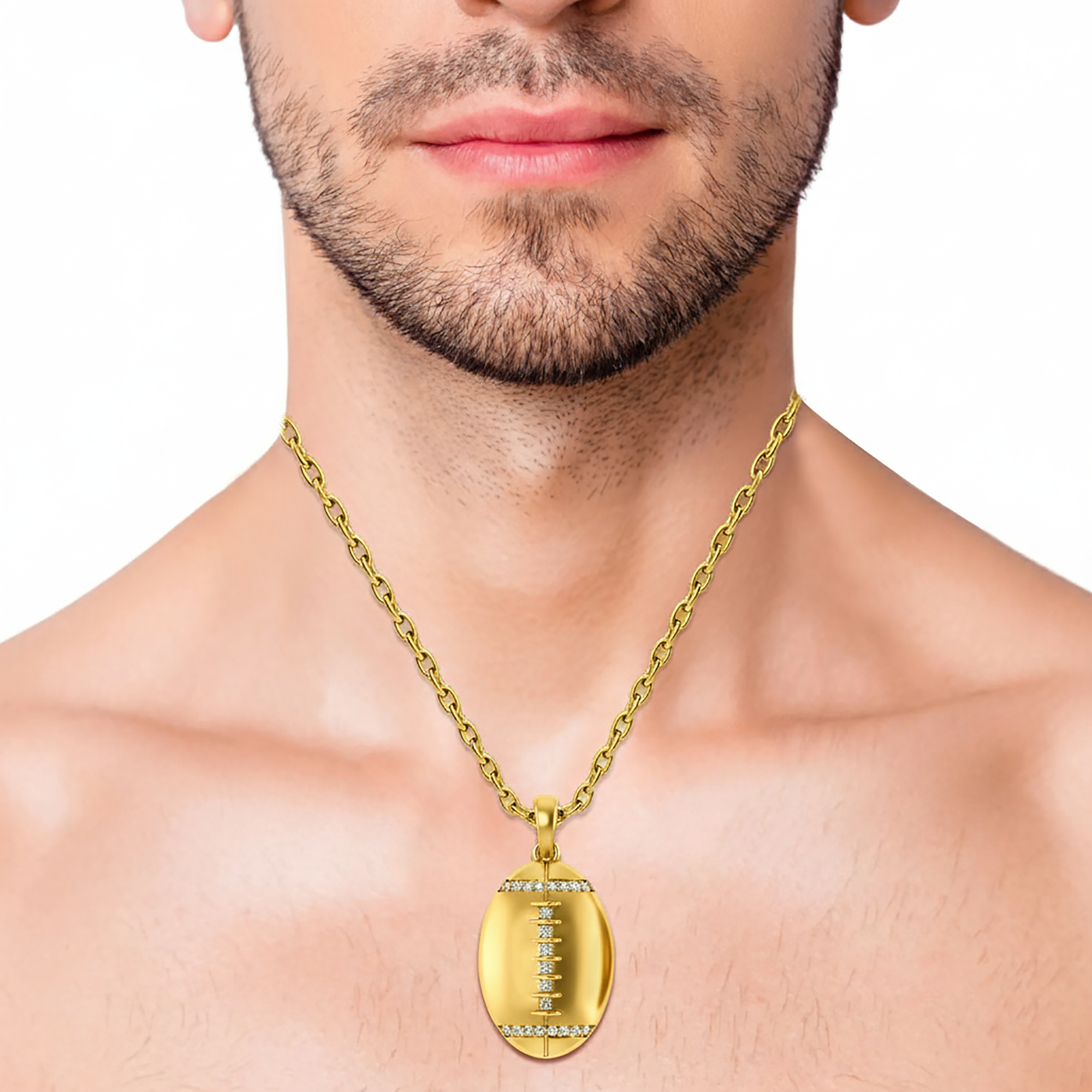 Yellow Gold Plated Rugby Football Pendant