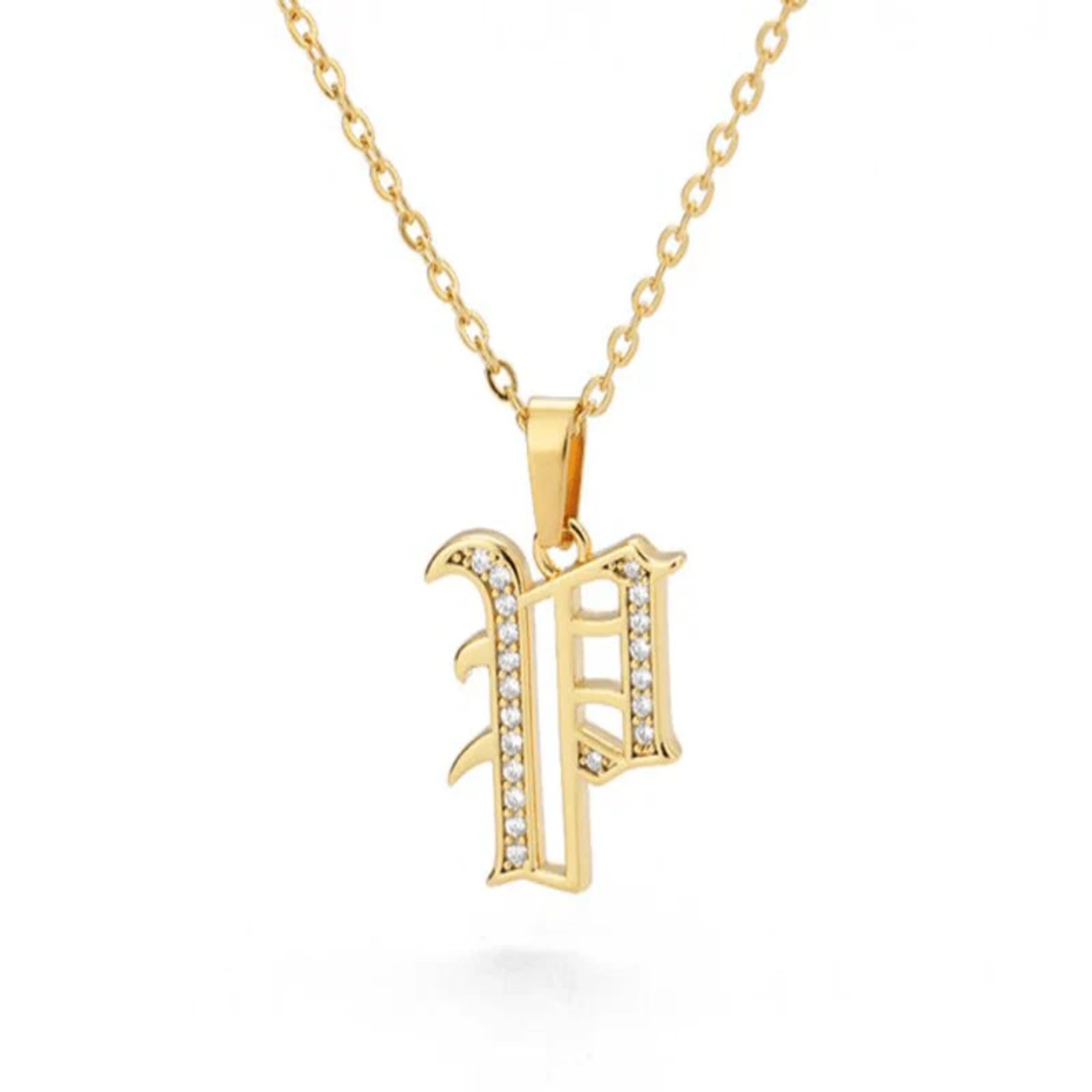 Yellow Gold Adjustable Silver Font Letter Pendant For Woman