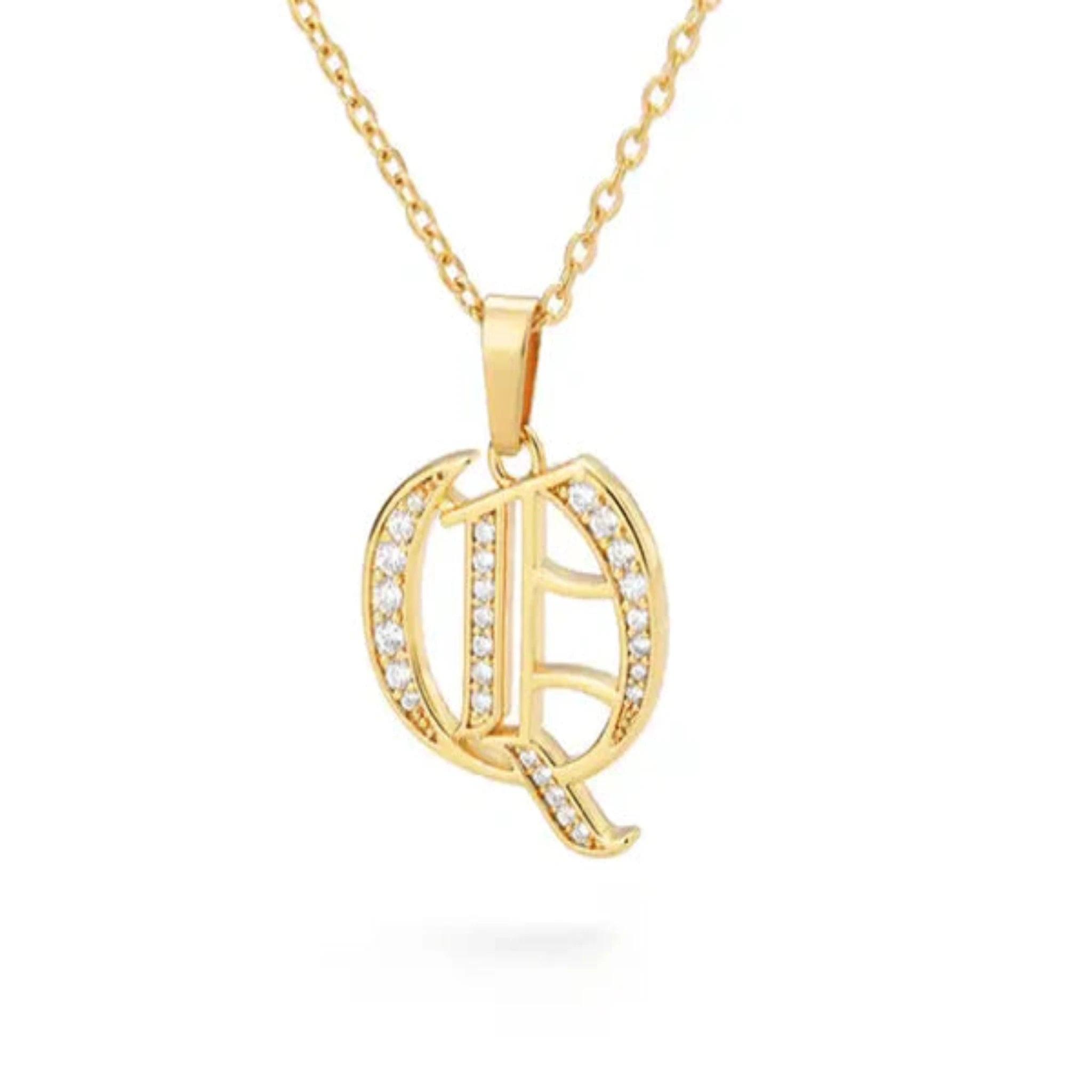 Yellow Gold Adjustable Silver Font Letter Pendant For Woman
