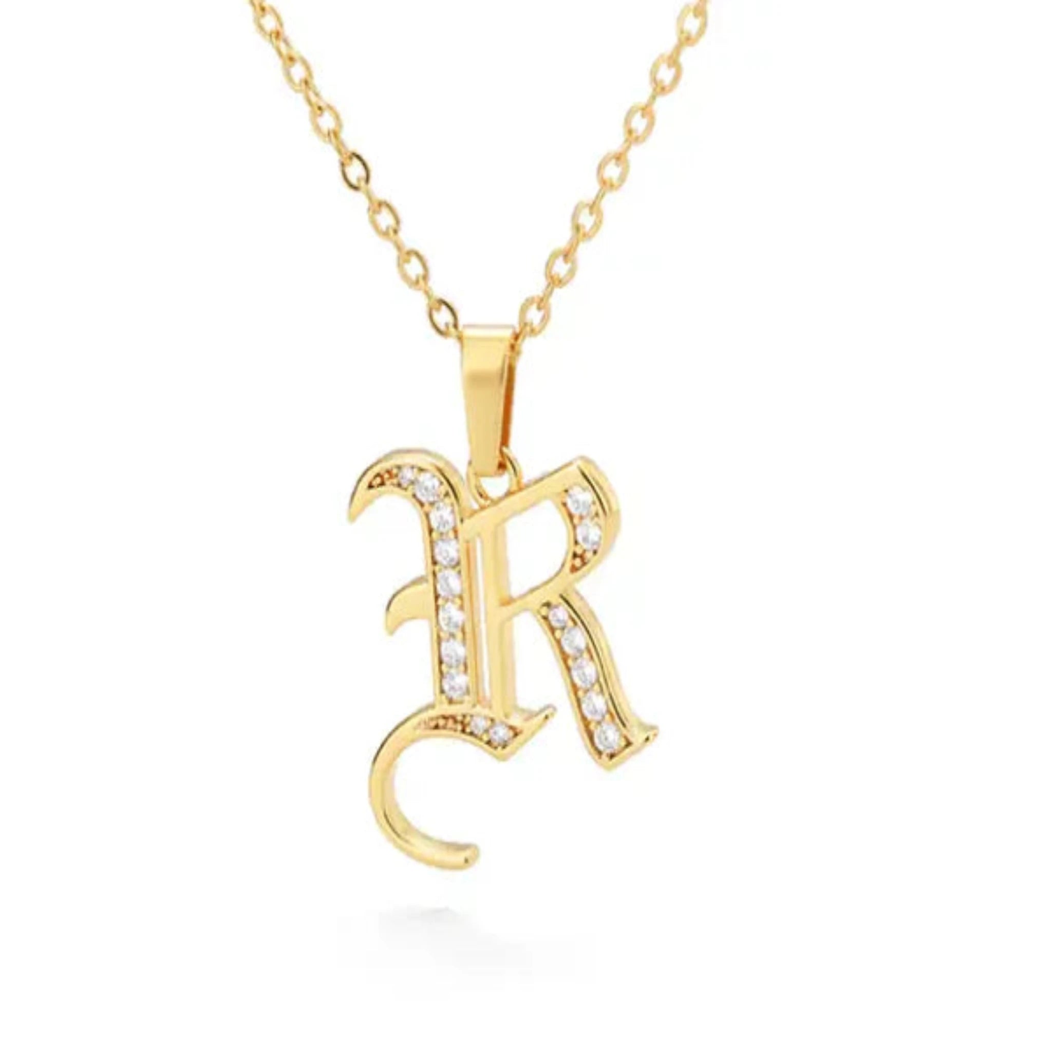 Yellow Gold Adjustable Silver Font Letter Pendant For Woman