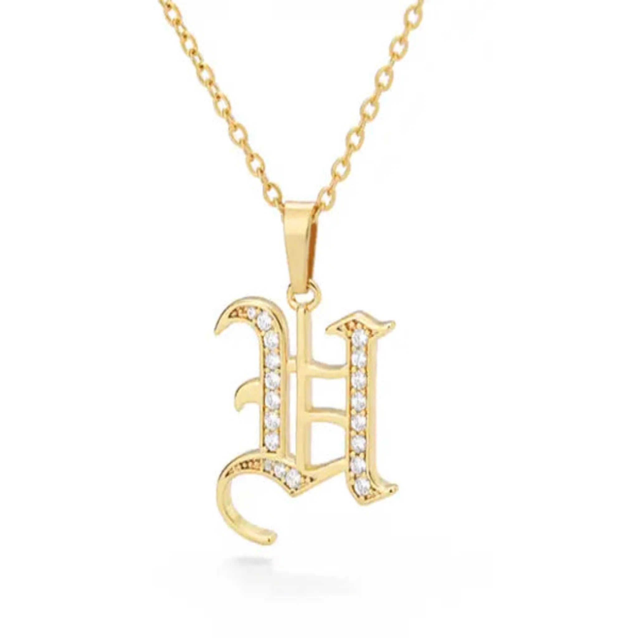 Yellow Gold Adjustable Silver Font Letter Pendant For Woman
