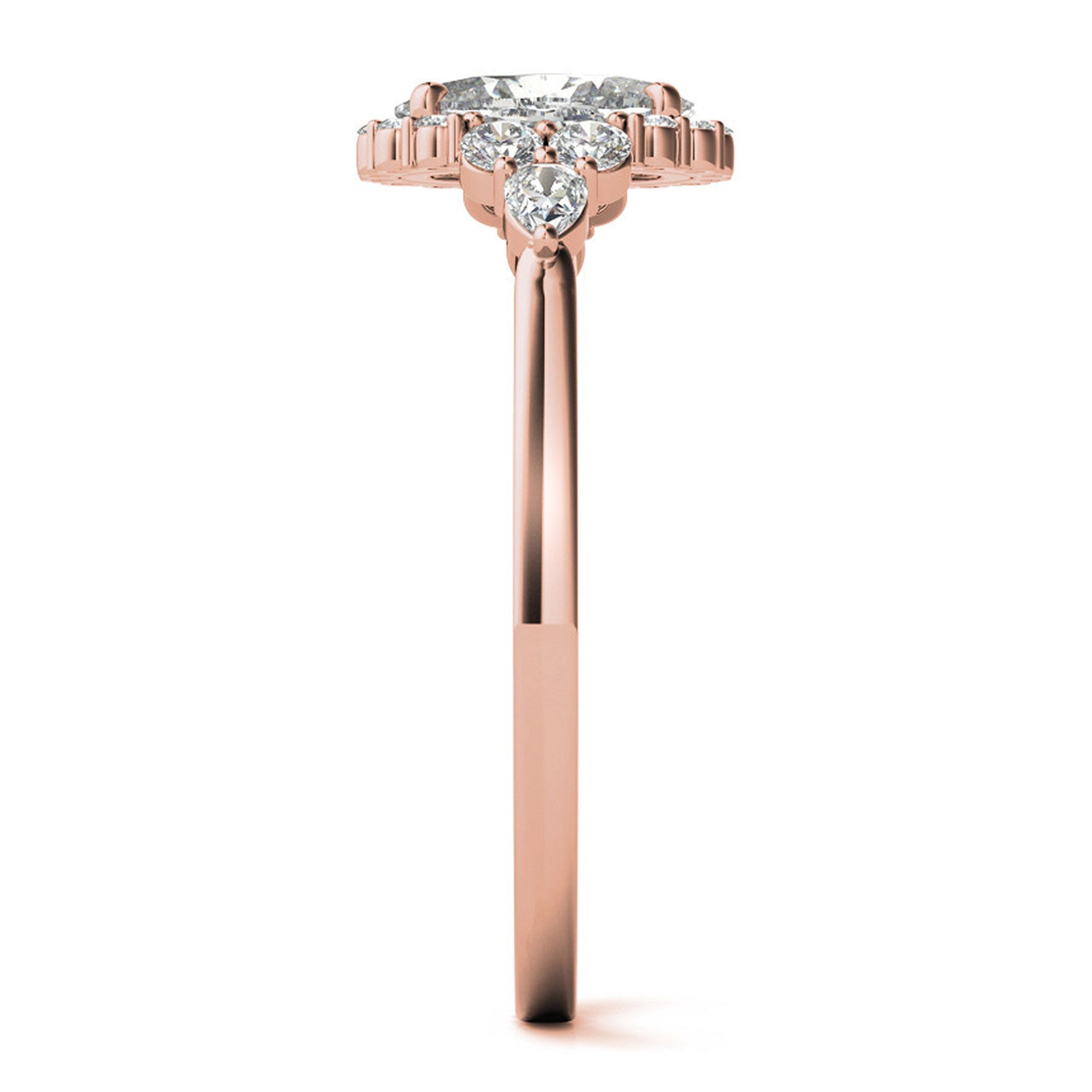 Silver Rosy Halo Sparkle Ring