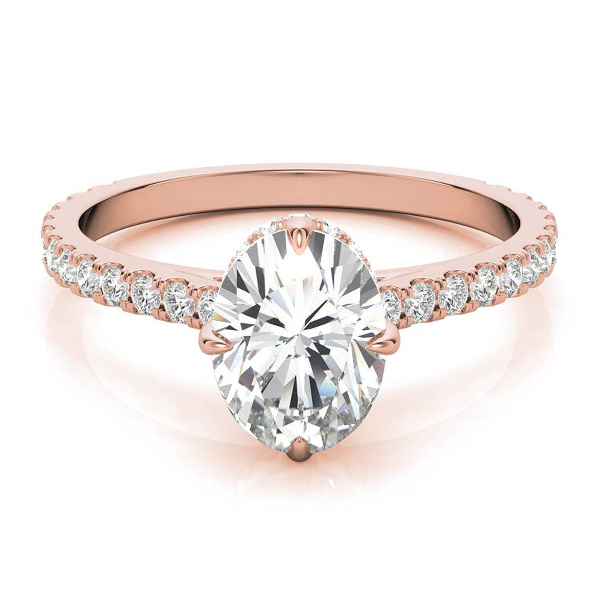 Stunning Oval-Cut Adjustable Sterling Silver Ring - Elegant Rose Gold Plating