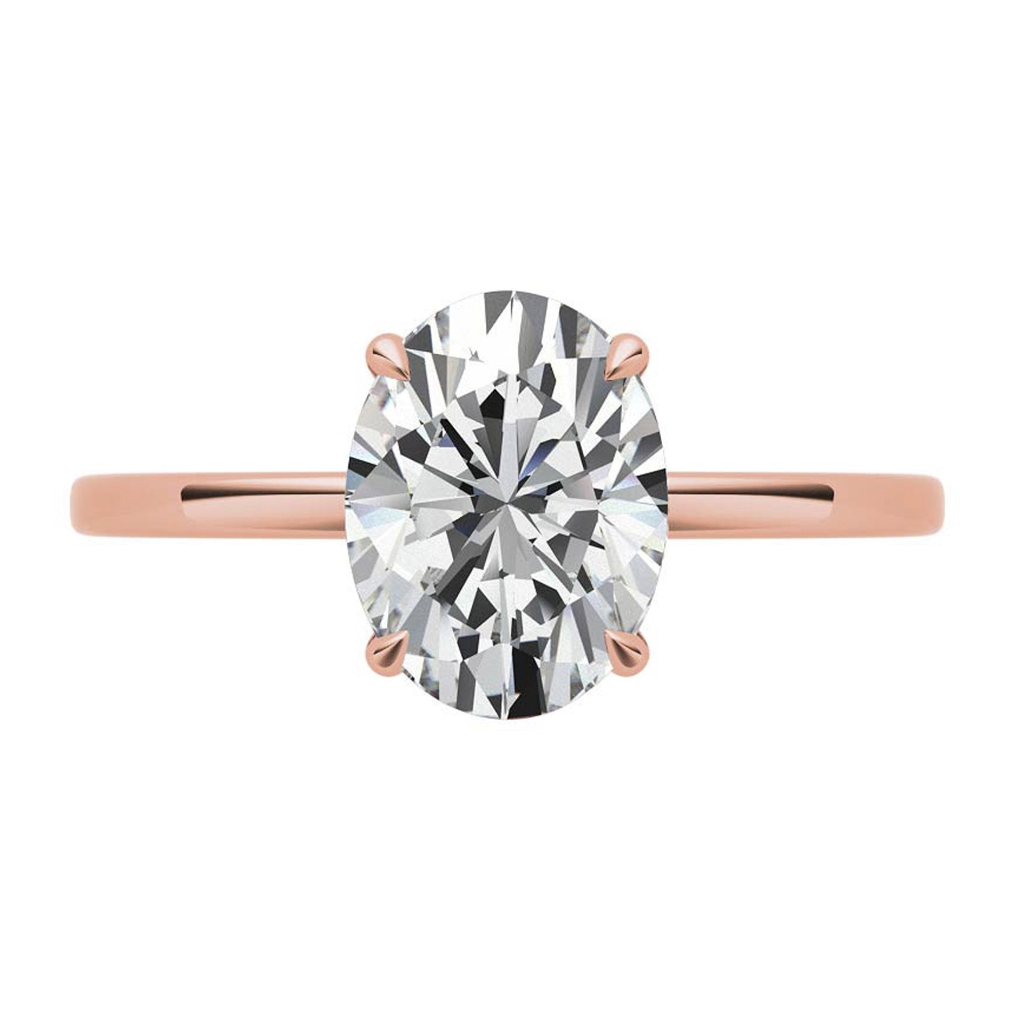 Sterling Silver Oval-Cut Solitaire Rose Gold Minimalist Engagement Ring for Women