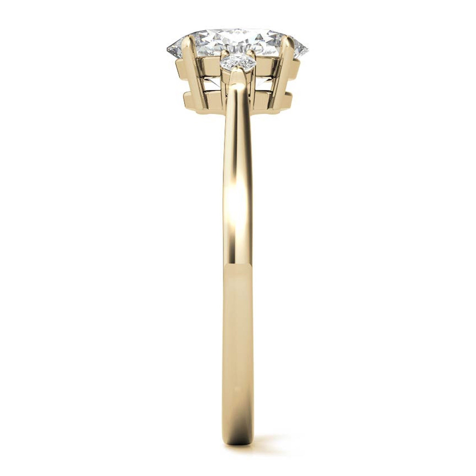 Timeless Classic Sterling Silver Adjustable Three-Stone Oval Cut Zircon Yellow Gold Engagement Ring For Women