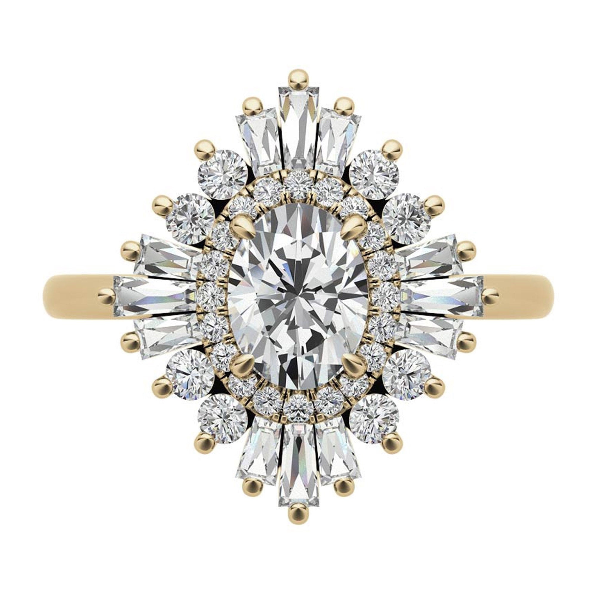 Stunning Adjustable Floral Halo Ring in Yellow Gold Plated Sterling Silver Ring for Women